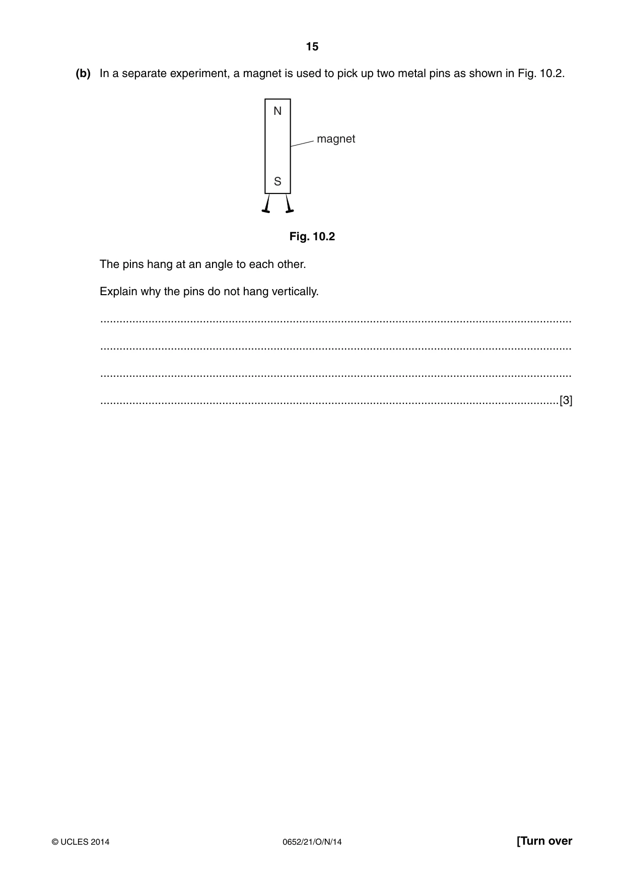 Cambridge IGCSE Physical Science 0652 2014 Oct/Nov Paper 2 · Variant 1 question paper, page 15 of 20