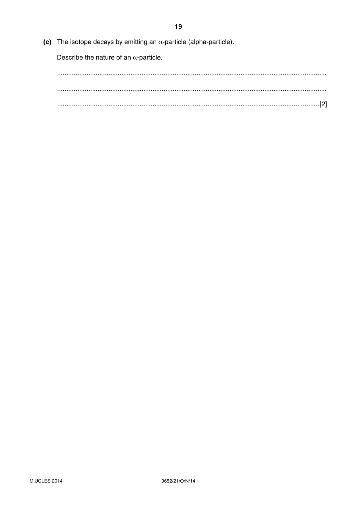 Cambridge IGCSE Physical Science 0652 2014 Oct/Nov Paper 2 · Variant 1 question paper, page 19 of 20