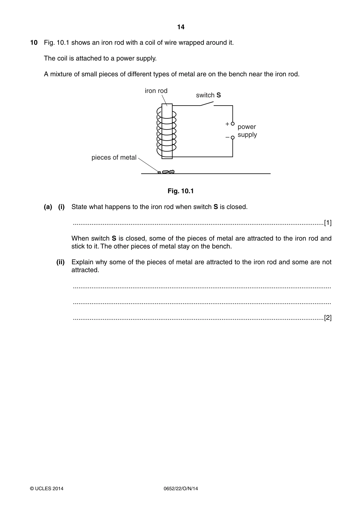 Cambridge IGCSE Physical Science 0652 2014 Oct/Nov Paper 2 · Variant 2 question paper, page 14 of 20