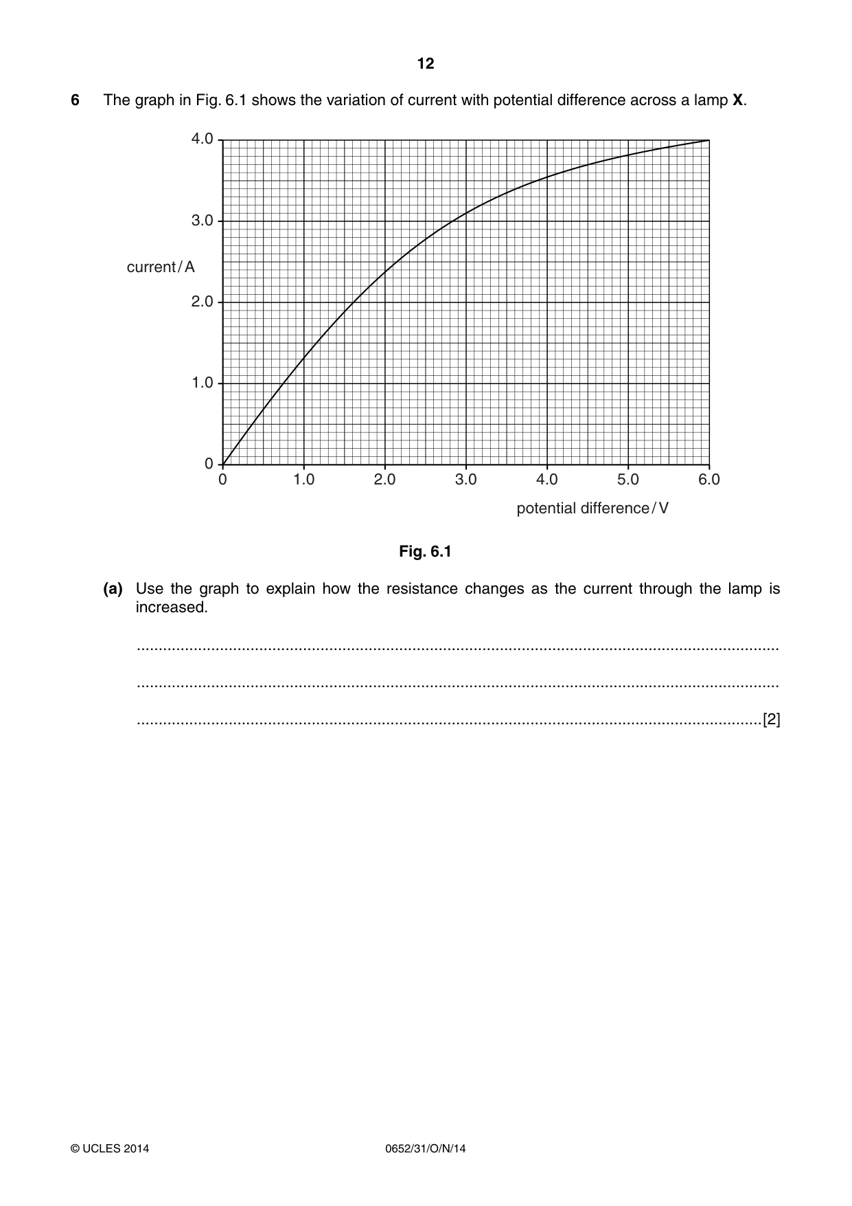 Cambridge IGCSE Physical Science 0652 2014 Oct/Nov Paper 3 · Variant 1 question paper, page 12 of 20