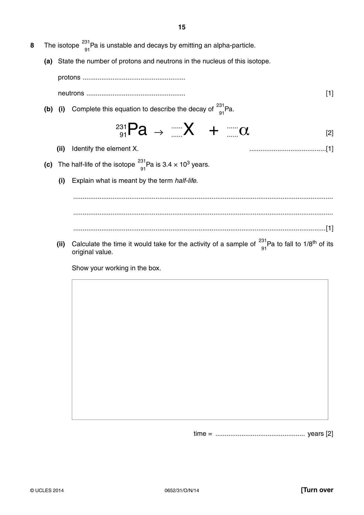 Cambridge IGCSE Physical Science 0652 2014 Oct/Nov Paper 3 · Variant 1 question paper, page 15 of 20