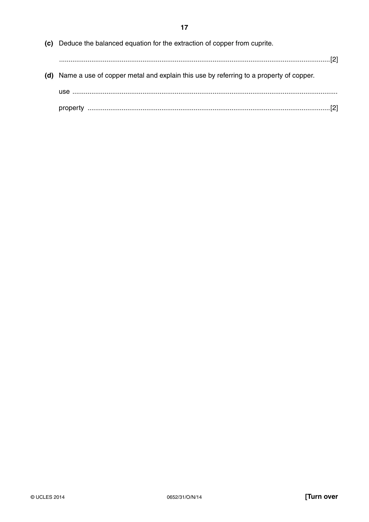 Cambridge IGCSE Physical Science 0652 2014 Oct/Nov Paper 3 · Variant 1 question paper, page 17 of 20