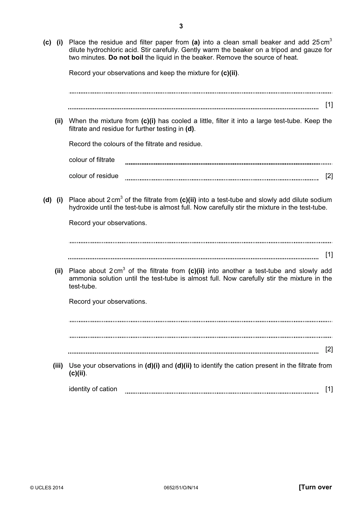 Cambridge IGCSE Physical Science 0652 2014 Oct/Nov Paper 5 · Variant 1 question paper, page 3 of 8