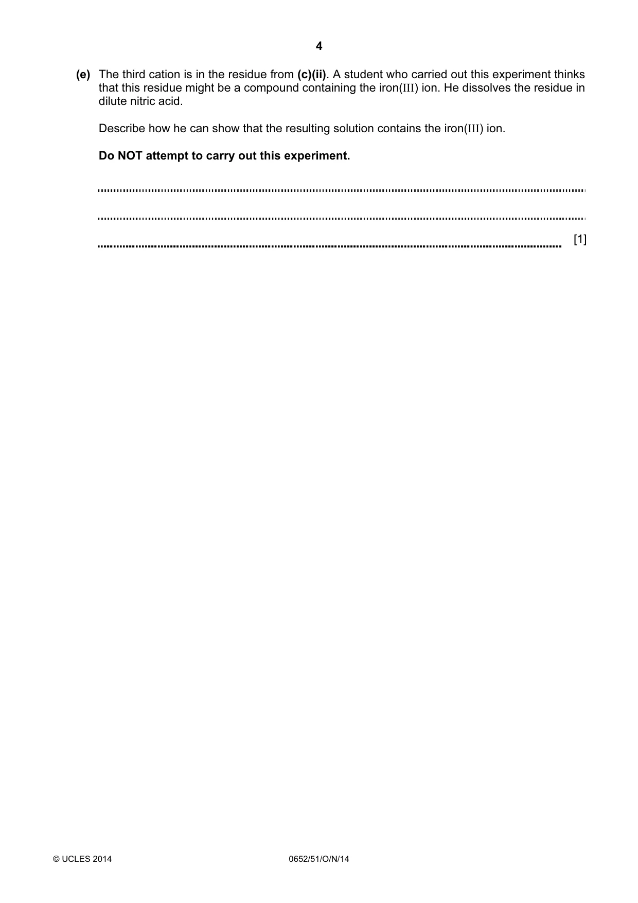 Cambridge IGCSE Physical Science 0652 2014 Oct/Nov Paper 5 · Variant 1 question paper, page 4 of 8