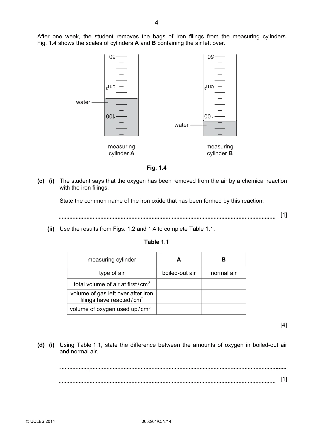 Cambridge IGCSE Physical Science 0652 2014 Oct/Nov Paper 6 · Variant 1 question paper, page 4 of 28