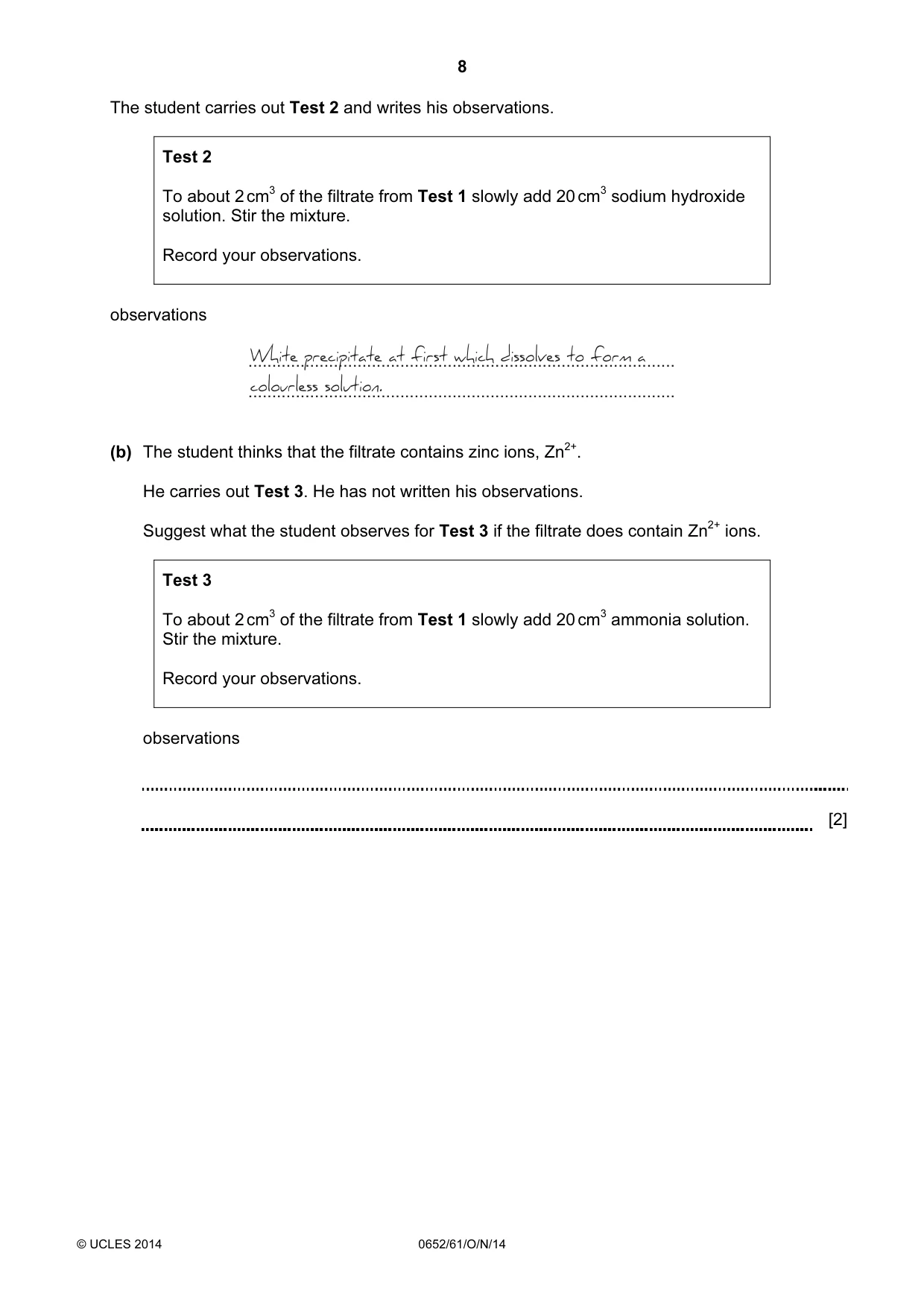 Cambridge IGCSE Physical Science 0652 2014 Oct/Nov Paper 6 · Variant 1 question paper, page 8 of 28