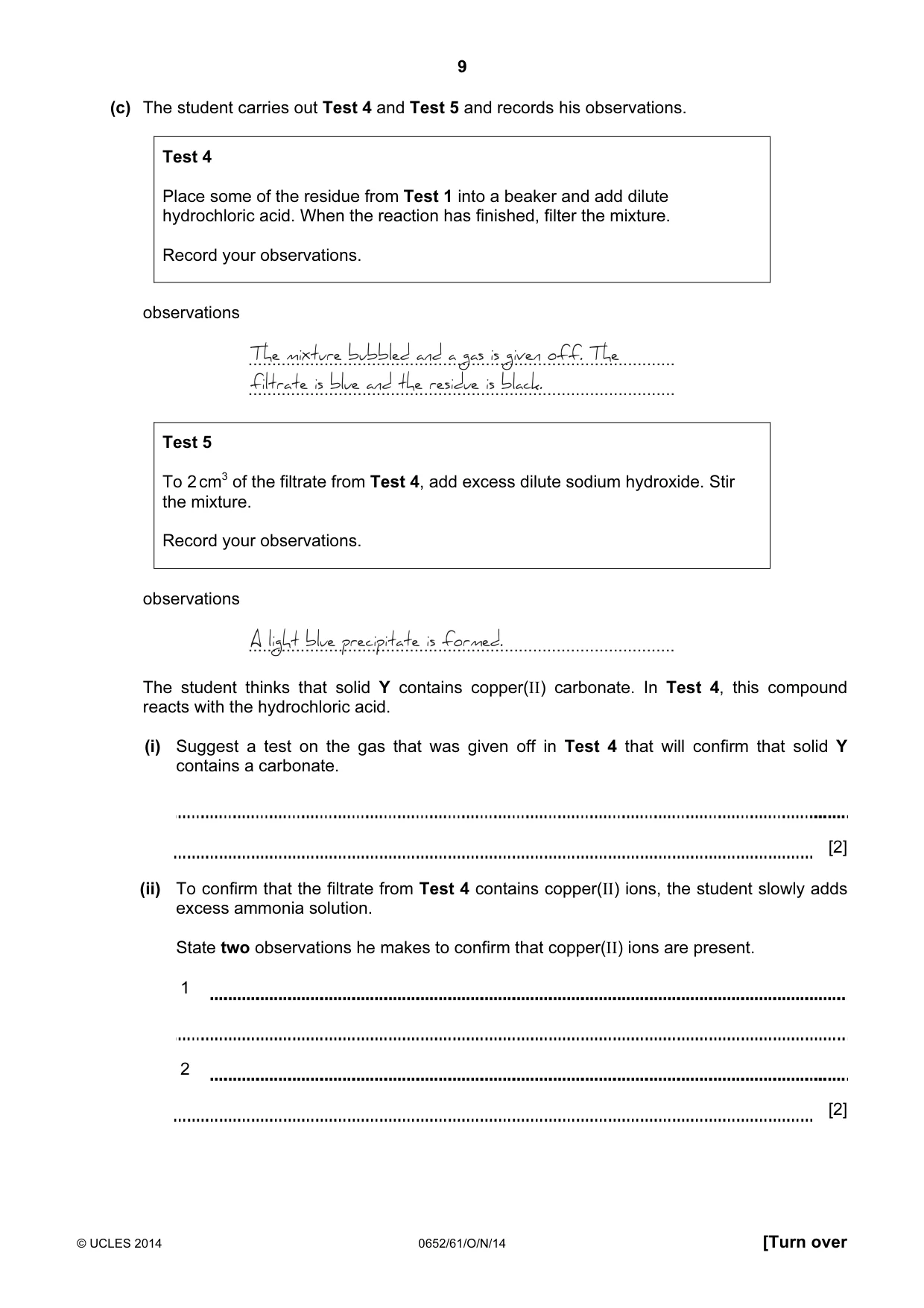 Cambridge IGCSE Physical Science 0652 2014 Oct/Nov Paper 6 · Variant 1 question paper, page 9 of 28