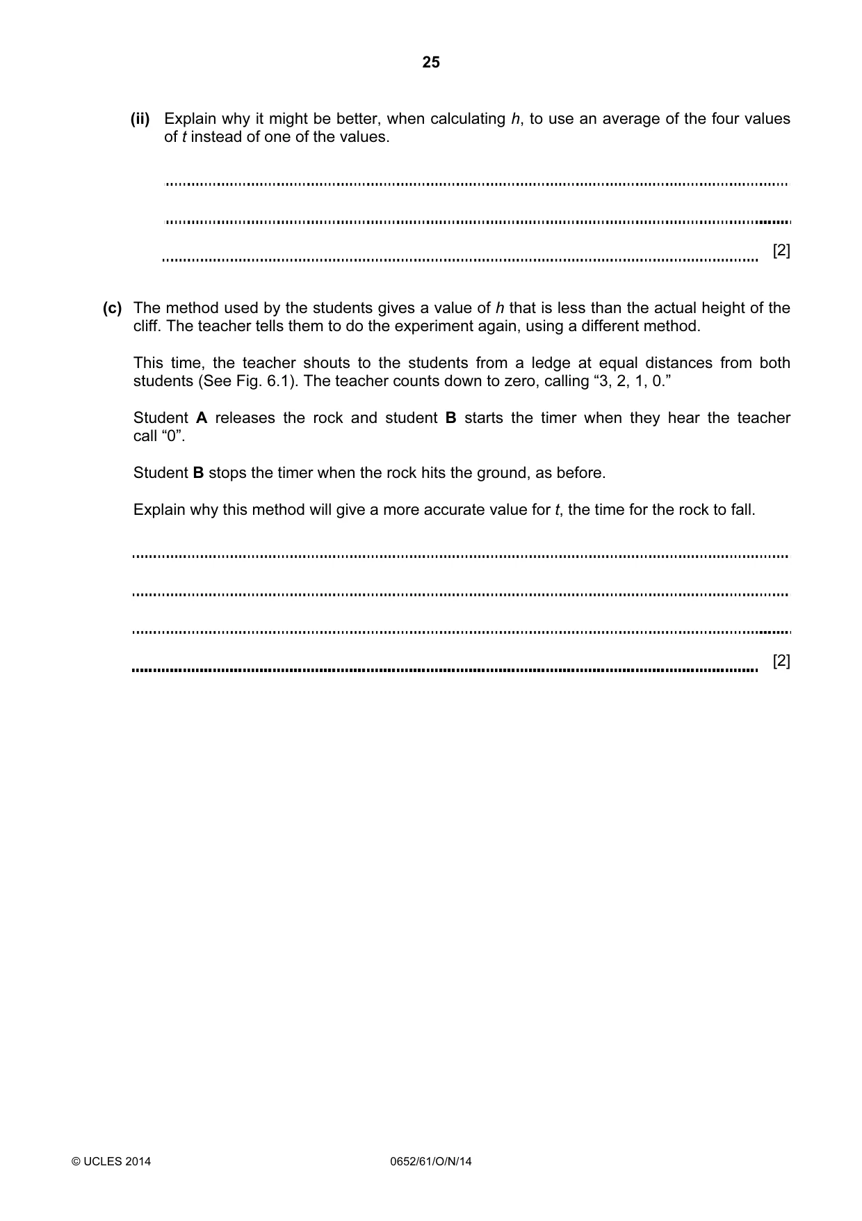 Cambridge IGCSE Physical Science 0652 2014 Oct/Nov Paper 6 · Variant 1 question paper, page 25 of 28