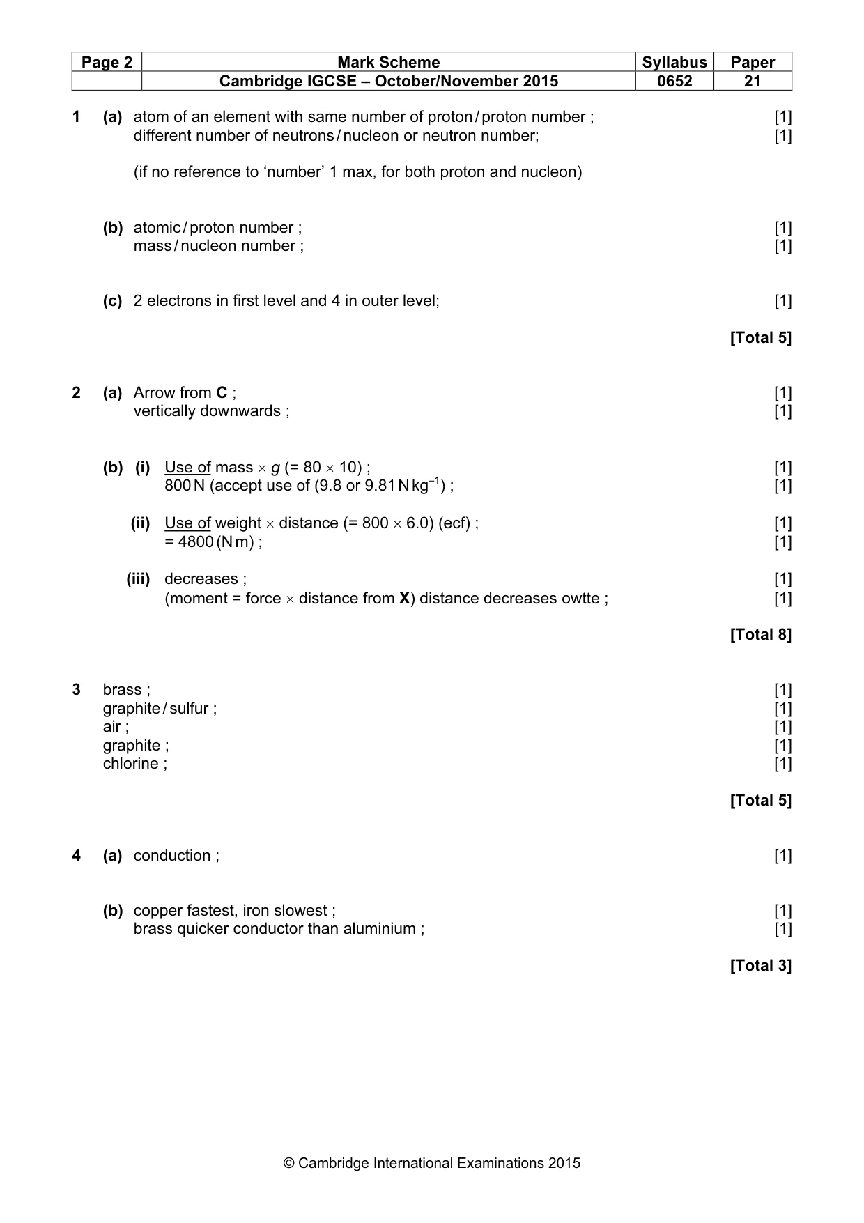 Mark scheme, page 2 of 6