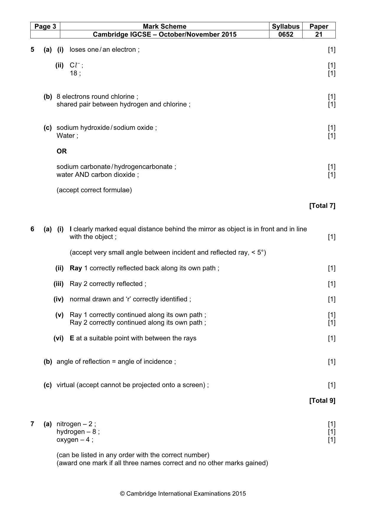 Mark scheme, page 3 of 6