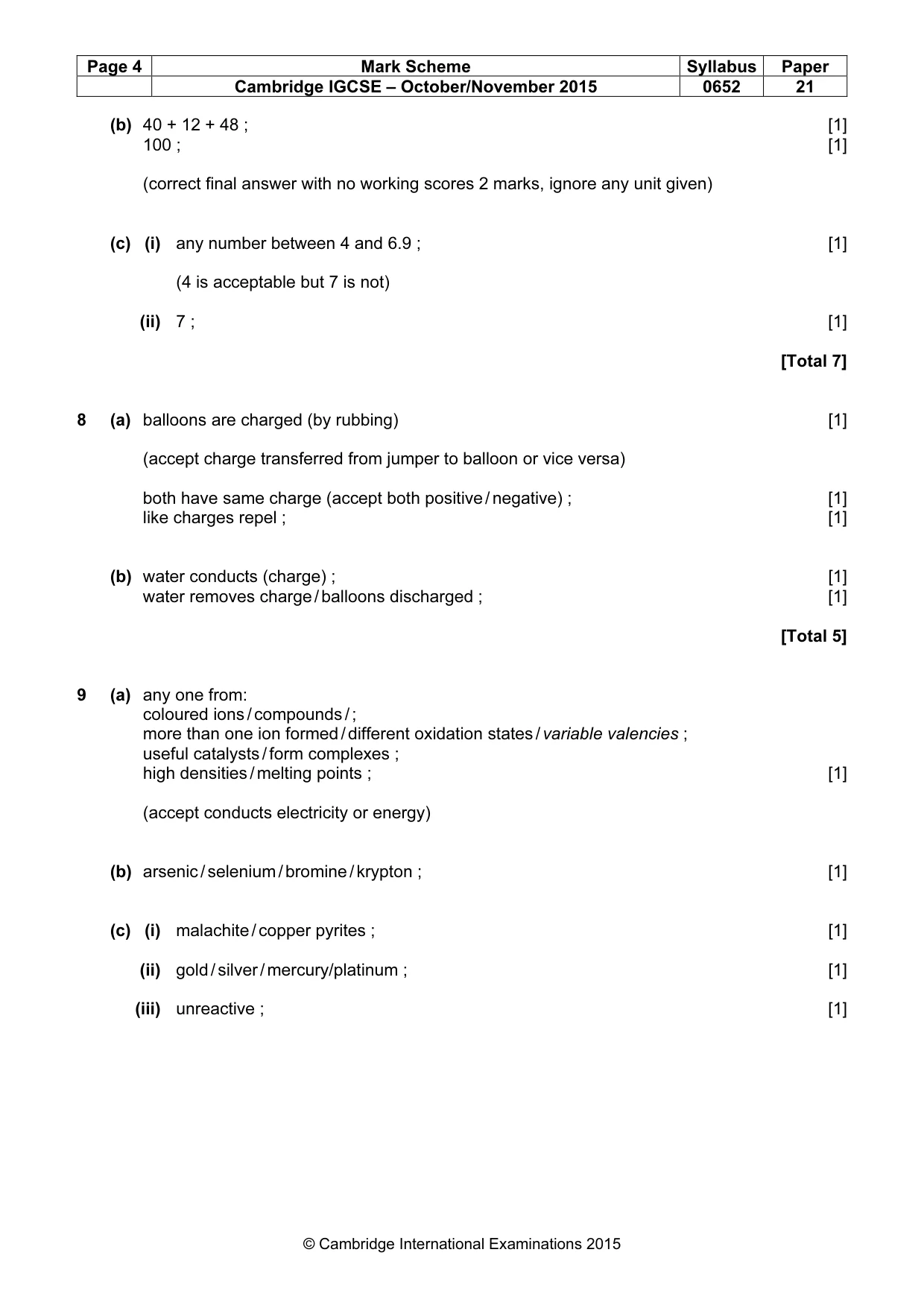Mark scheme, page 4 of 6