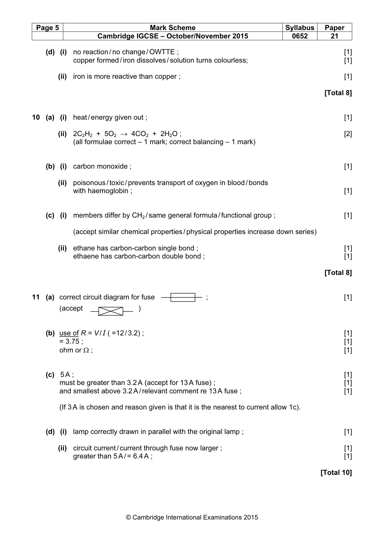 Mark scheme, page 5 of 6