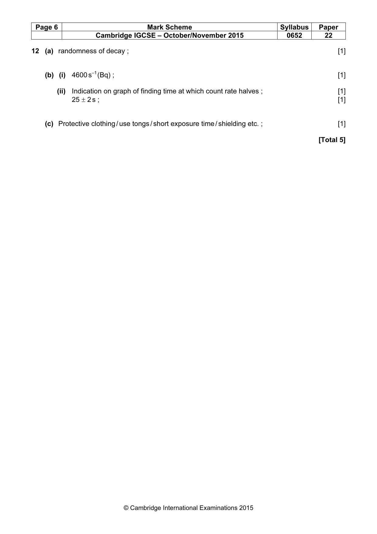 Mark scheme, page 6 of 6
