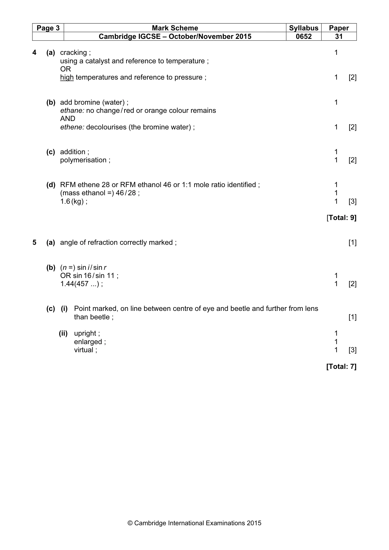 Mark scheme, page 3 of 6