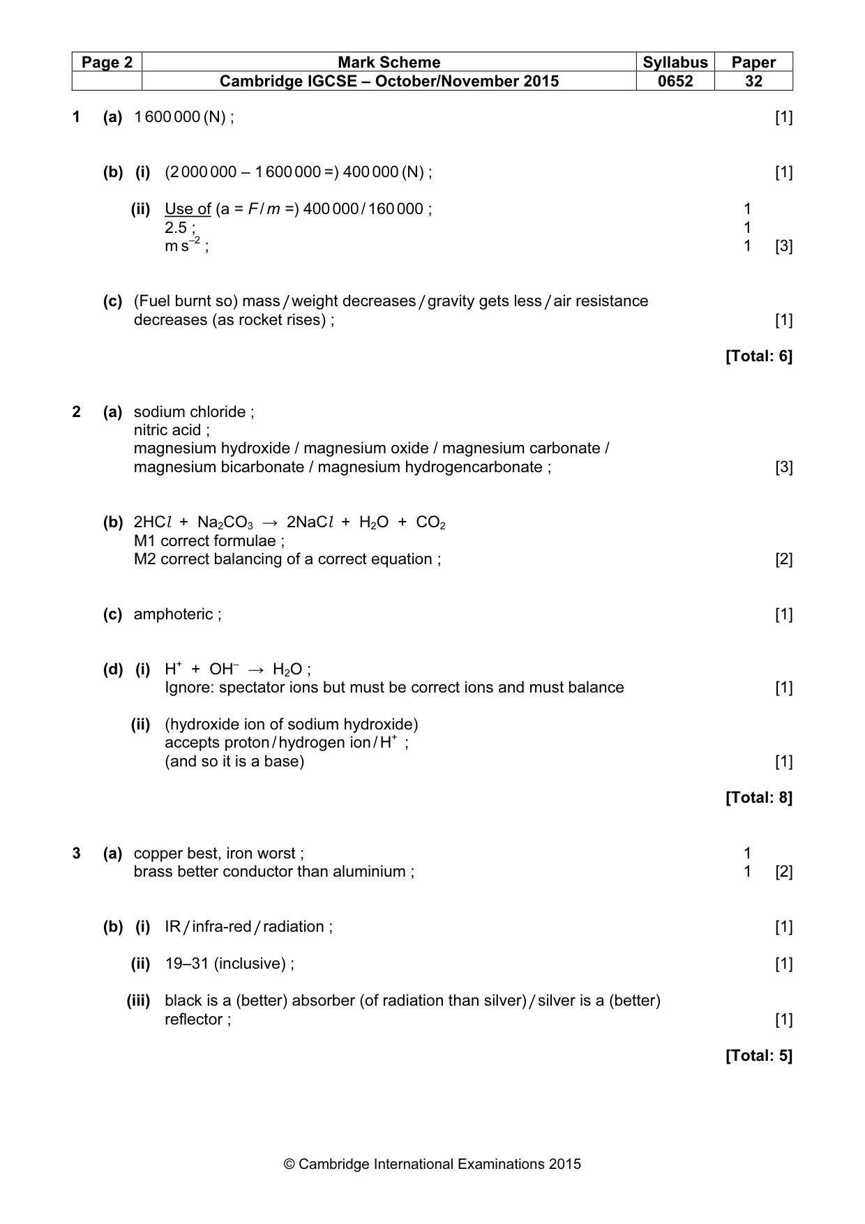 Mark scheme, page 2 of 6