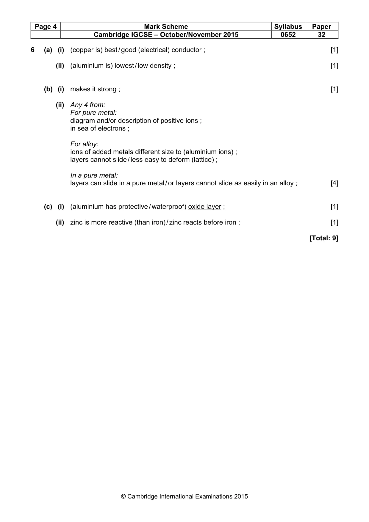 Mark scheme, page 4 of 6