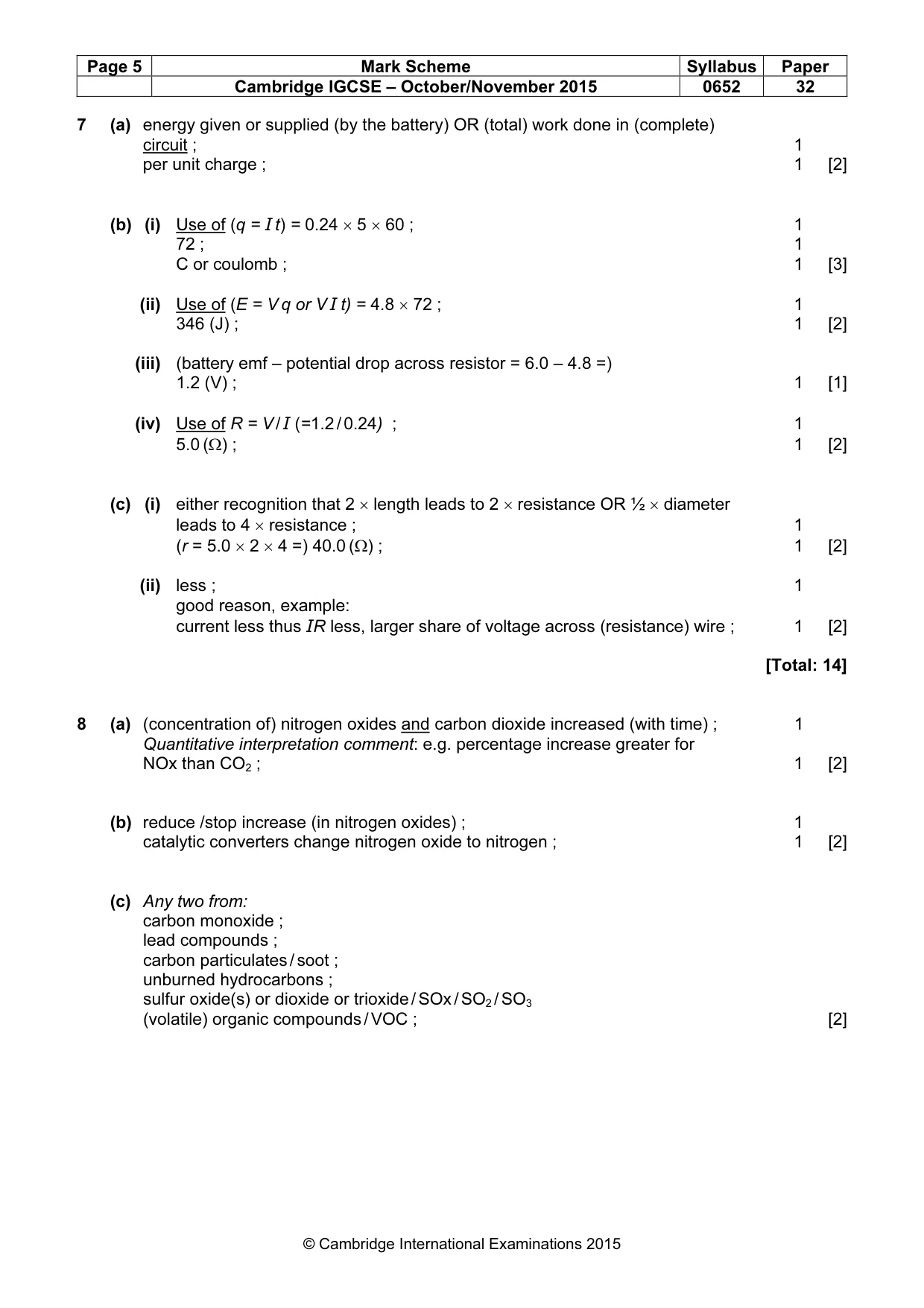 Mark scheme, page 5 of 6