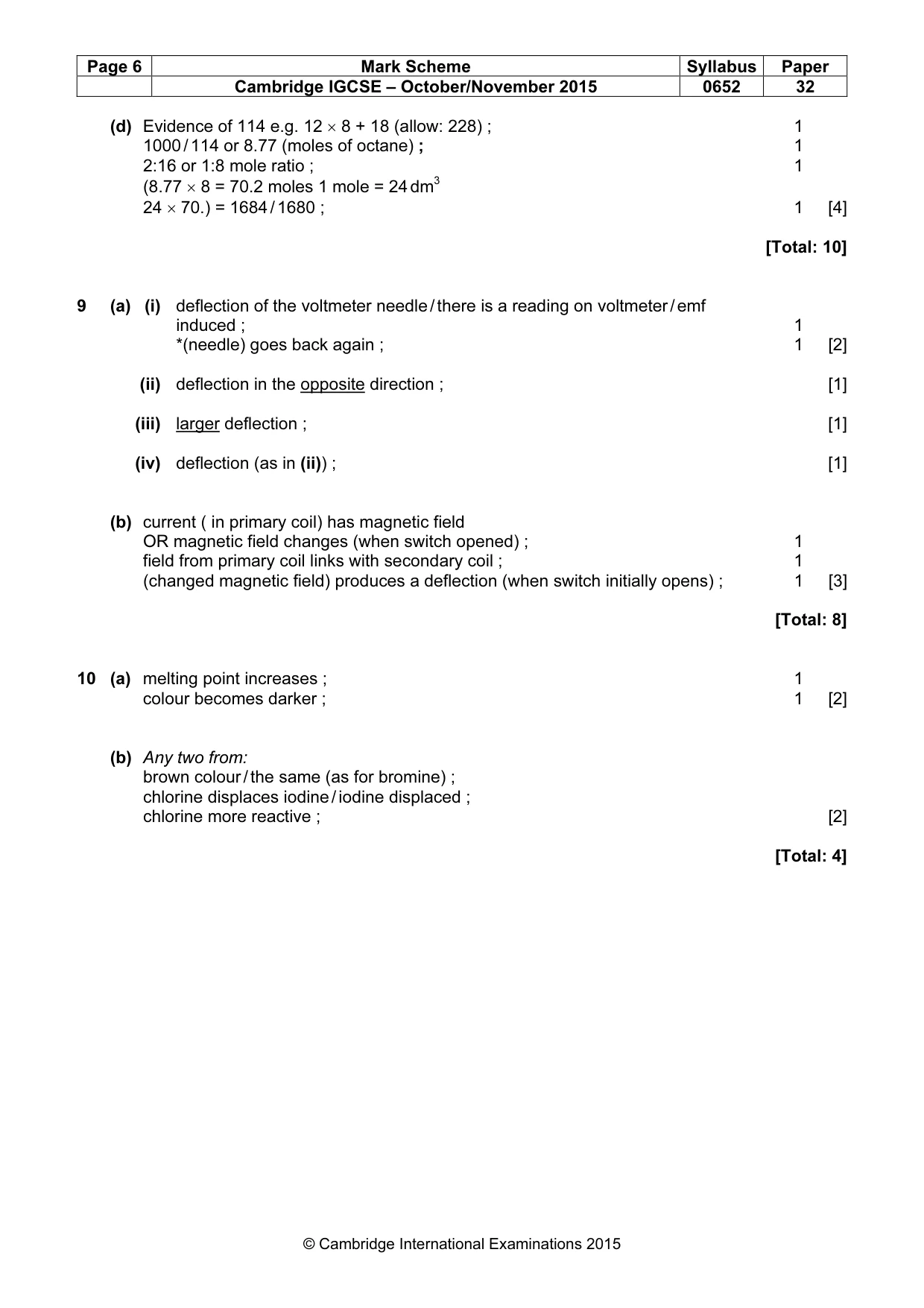 Mark scheme, page 6 of 6