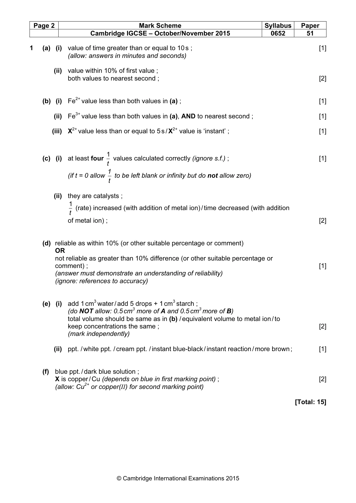 Mark scheme, page 2 of 3
