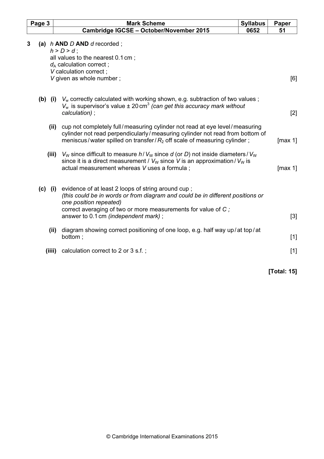 Mark scheme, page 3 of 3