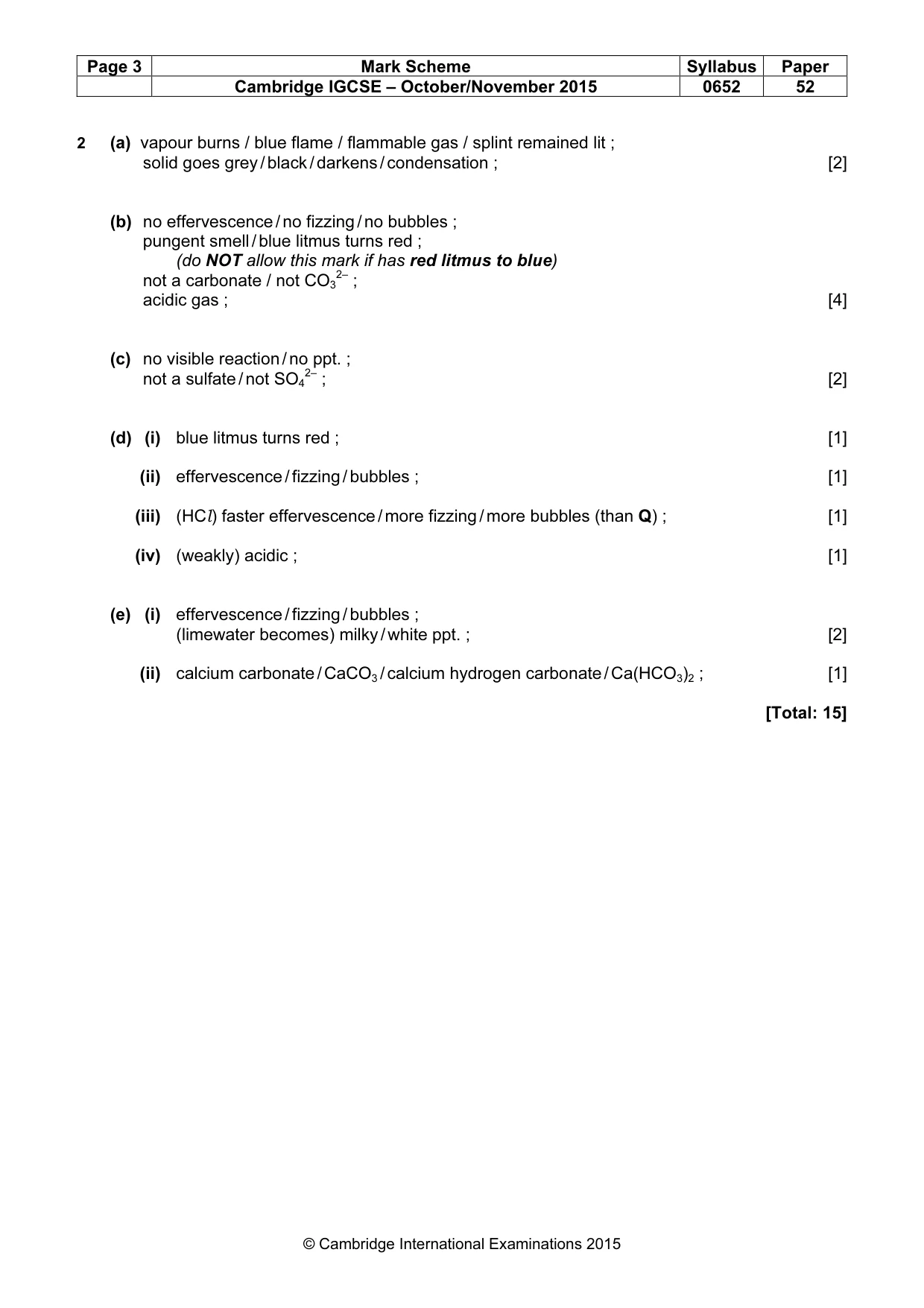 Mark scheme, page 3 of 3