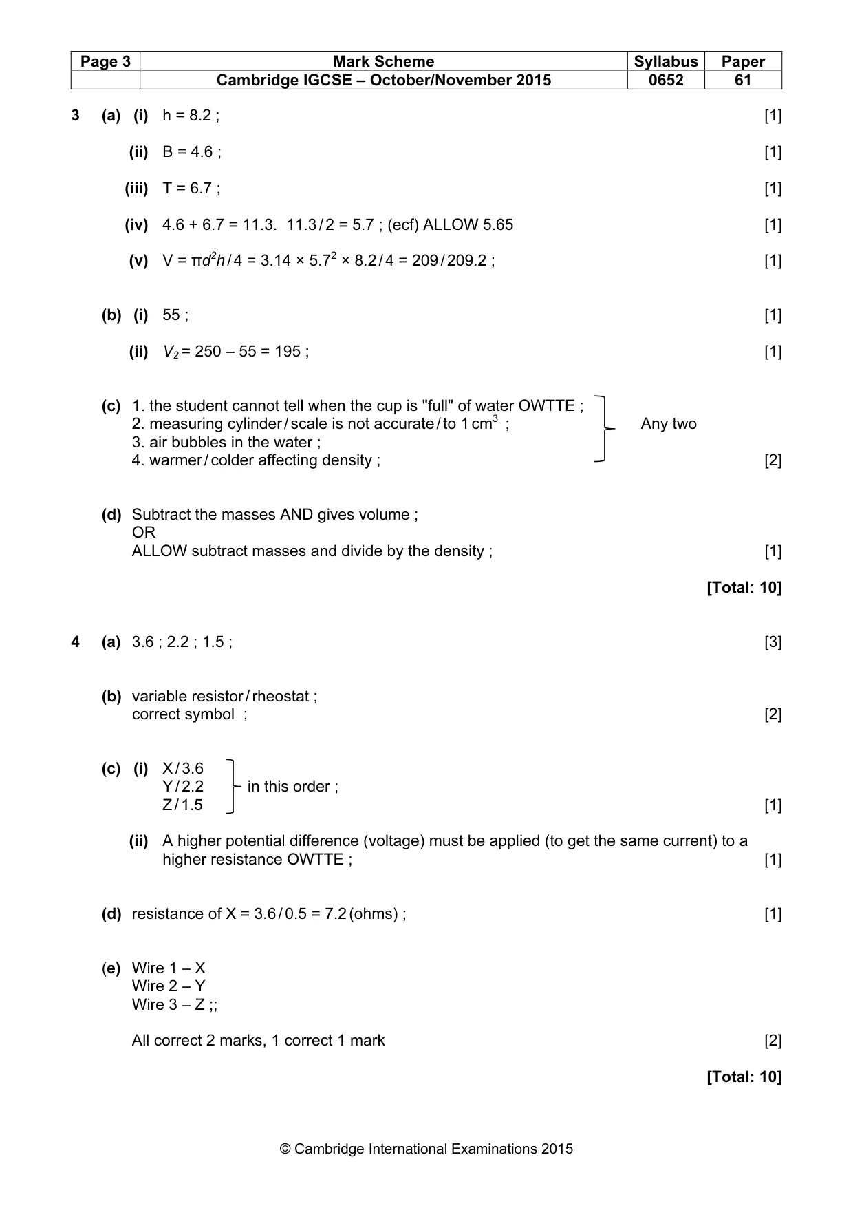 Mark scheme, page 3 of 5