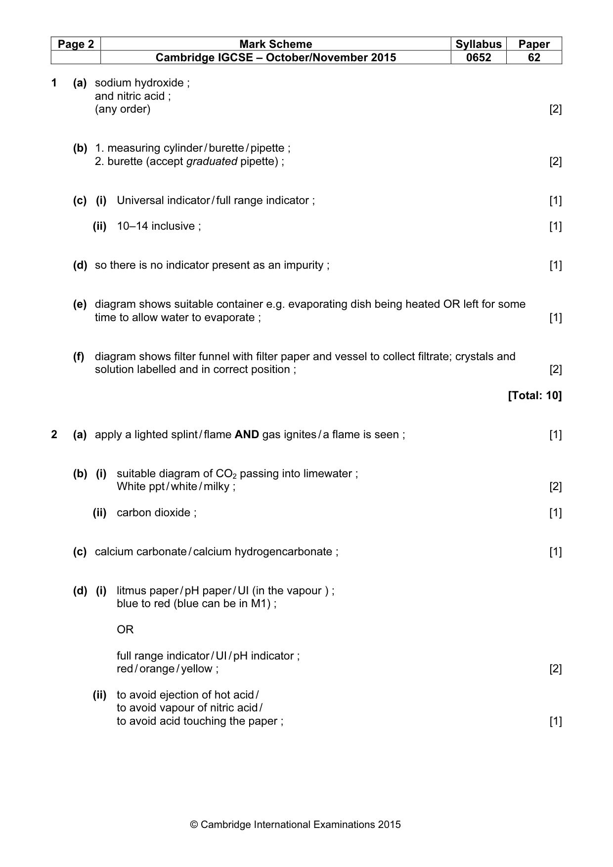 Mark scheme, page 2 of 4