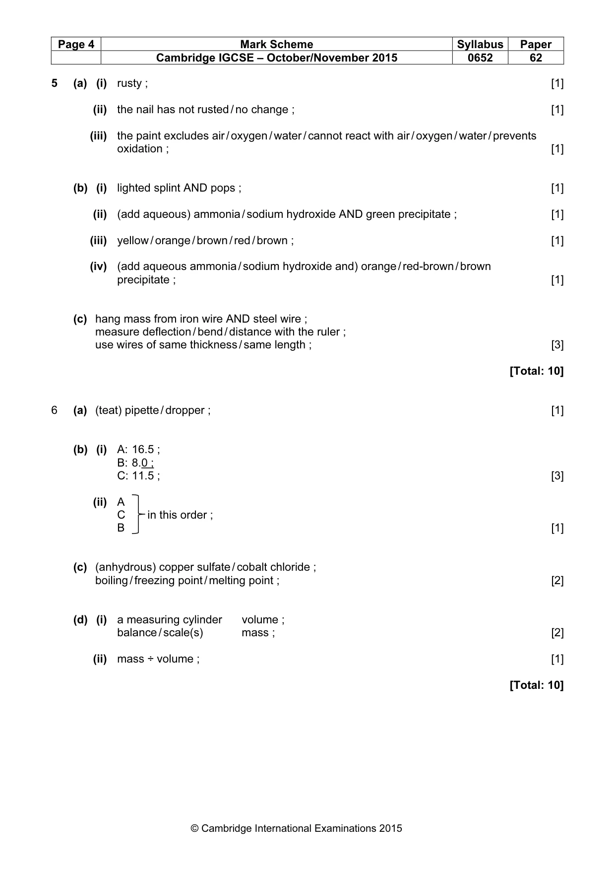 Mark scheme, page 4 of 4