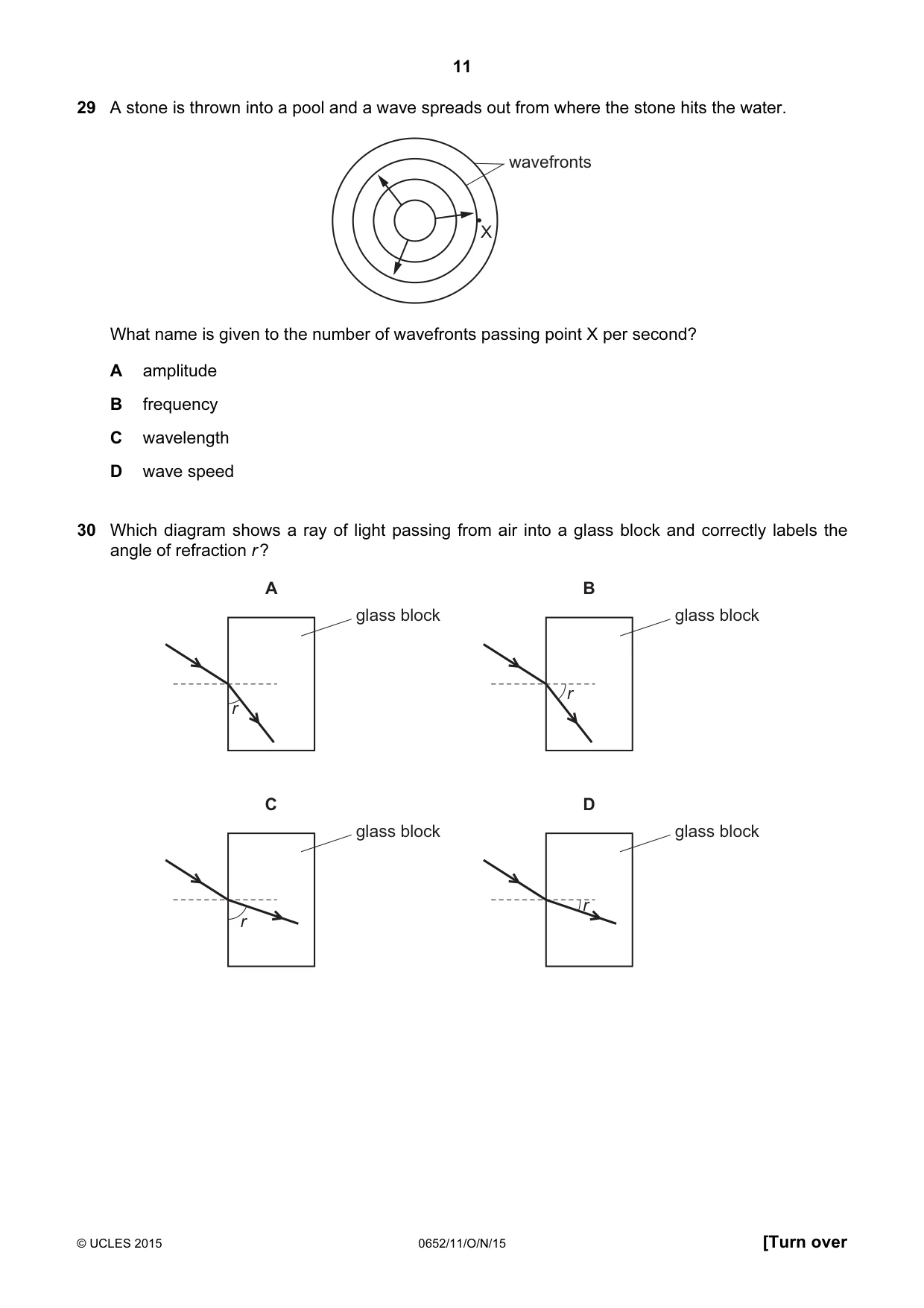 Cambridge IGCSE Physical Science 0652 2015 Oct/Nov Paper 1 · Variant 1 question paper, page 11 of 20