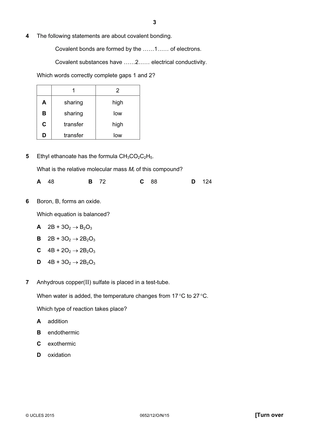 Cambridge IGCSE Physical Science 0652 2015 Oct/Nov Paper 1 · Variant 2 question paper, page 3 of 20
