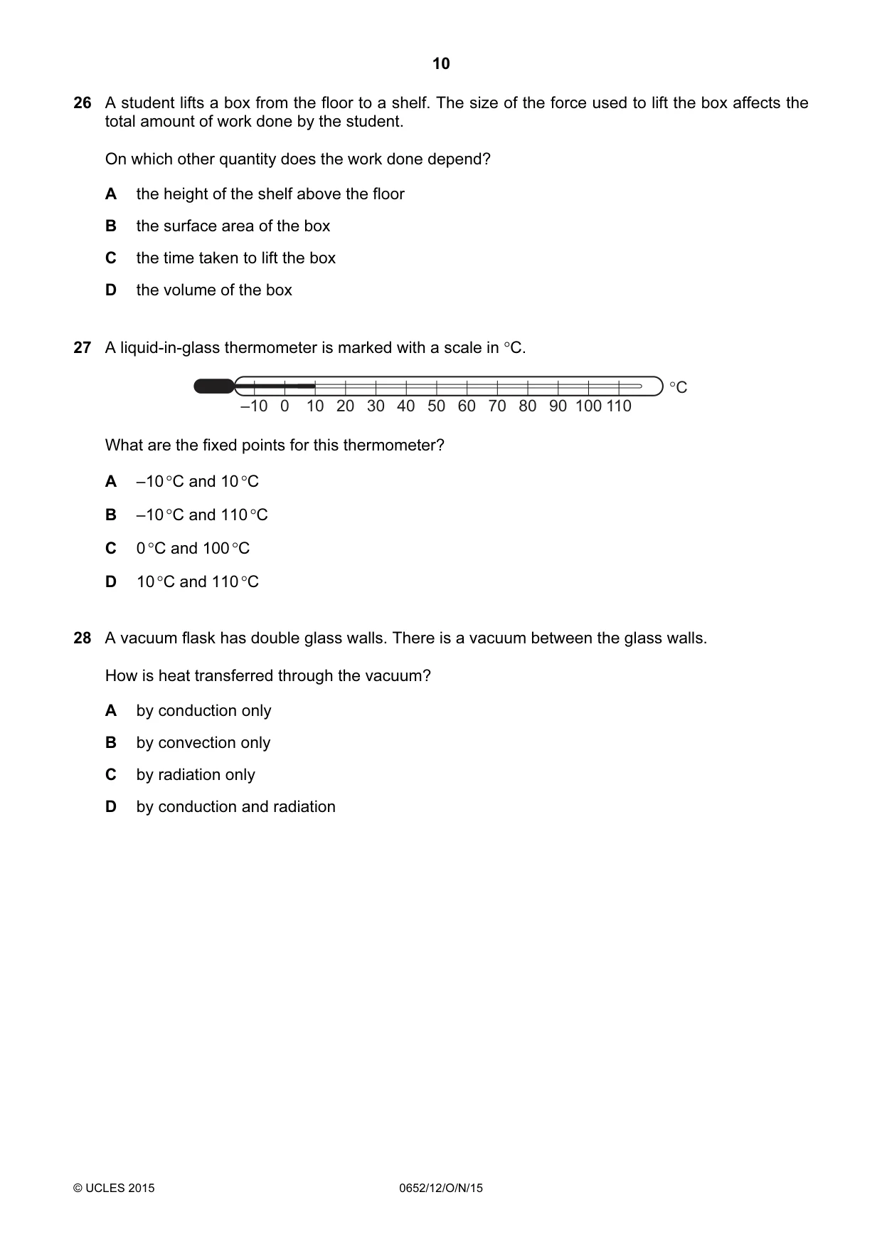 Cambridge IGCSE Physical Science 0652 2015 Oct/Nov Paper 1 · Variant 2 question paper, page 10 of 20