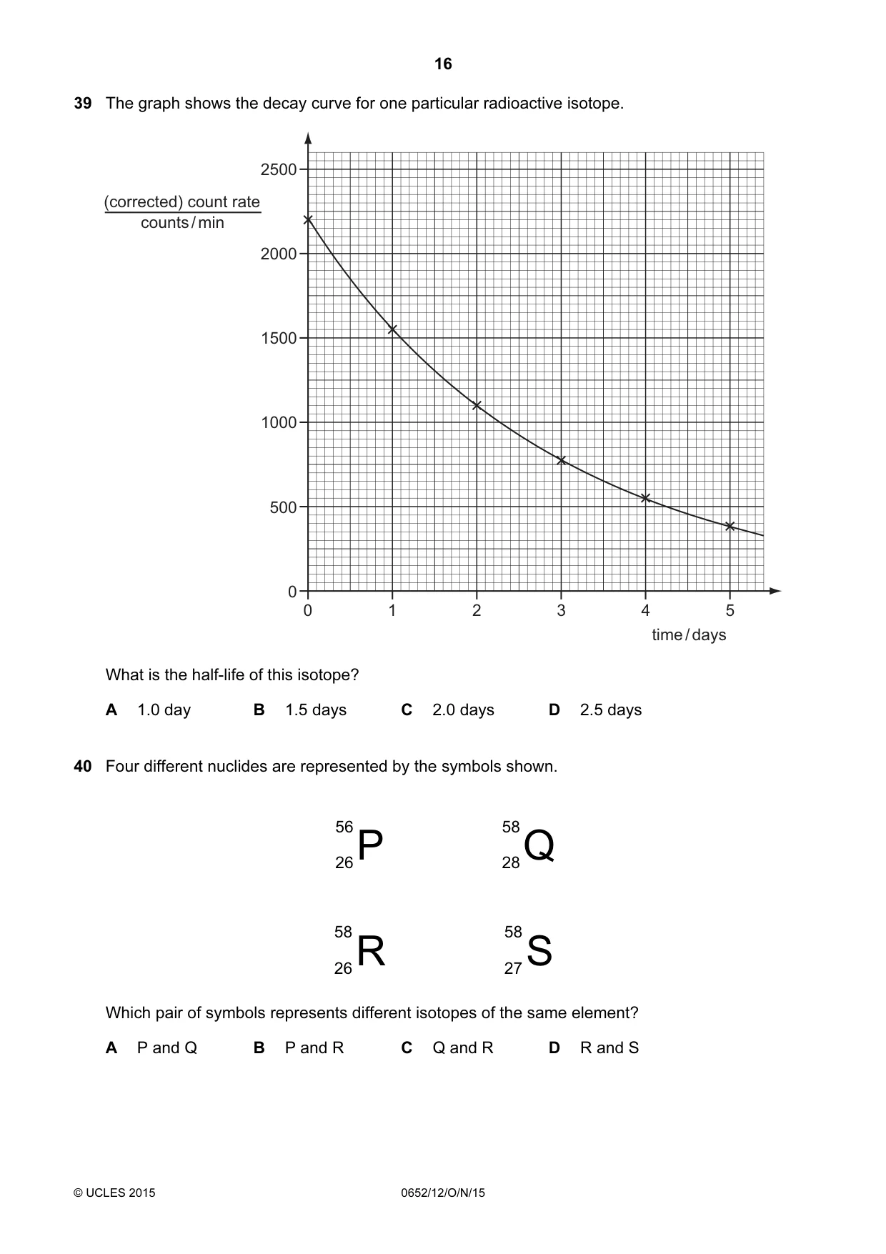 Cambridge IGCSE Physical Science 0652 2015 Oct/Nov Paper 1 · Variant 2 question paper, page 16 of 20