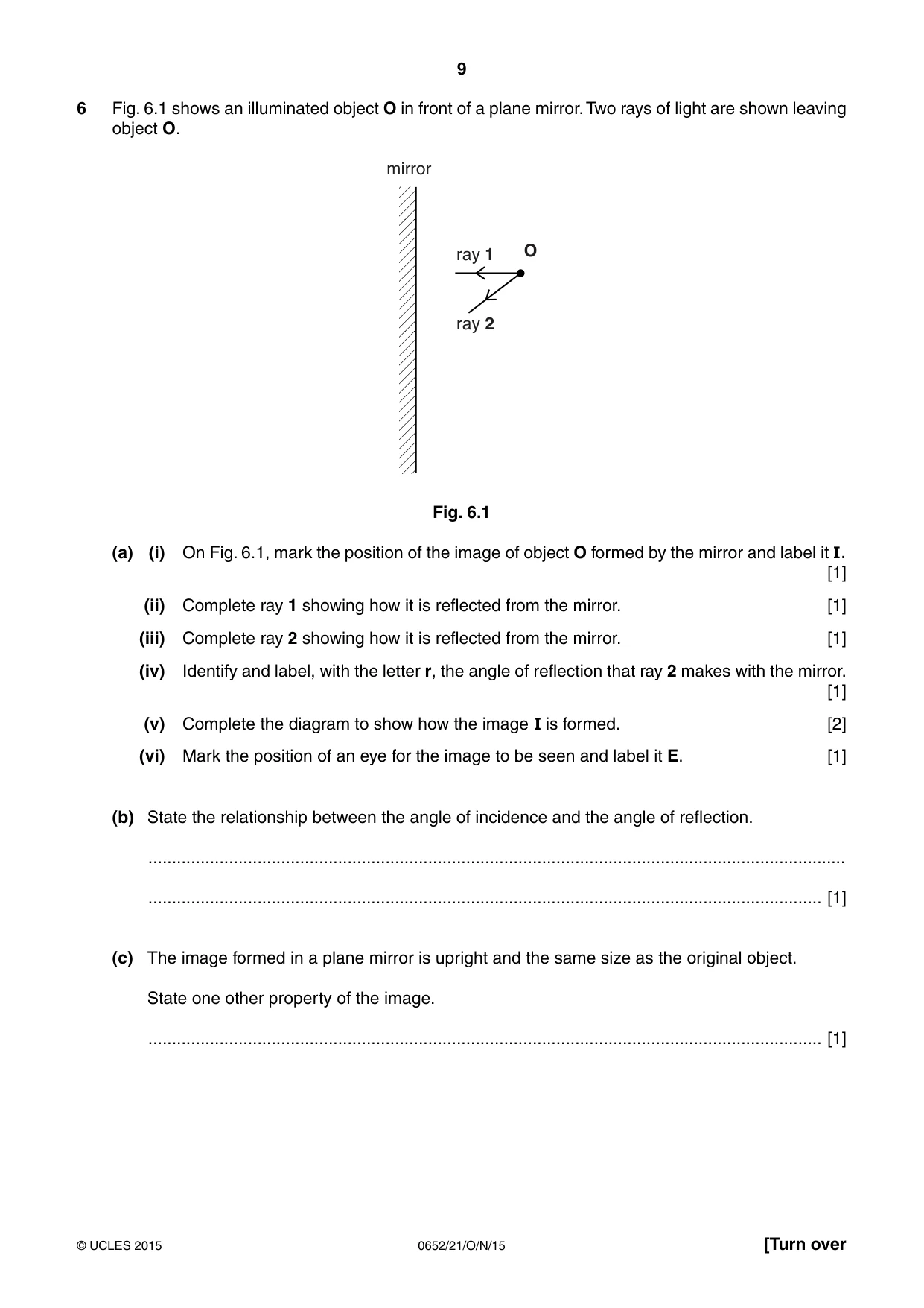 Cambridge IGCSE Physical Science 0652 2015 Oct/Nov Paper 2 · Variant 1 question paper, page 9 of 20