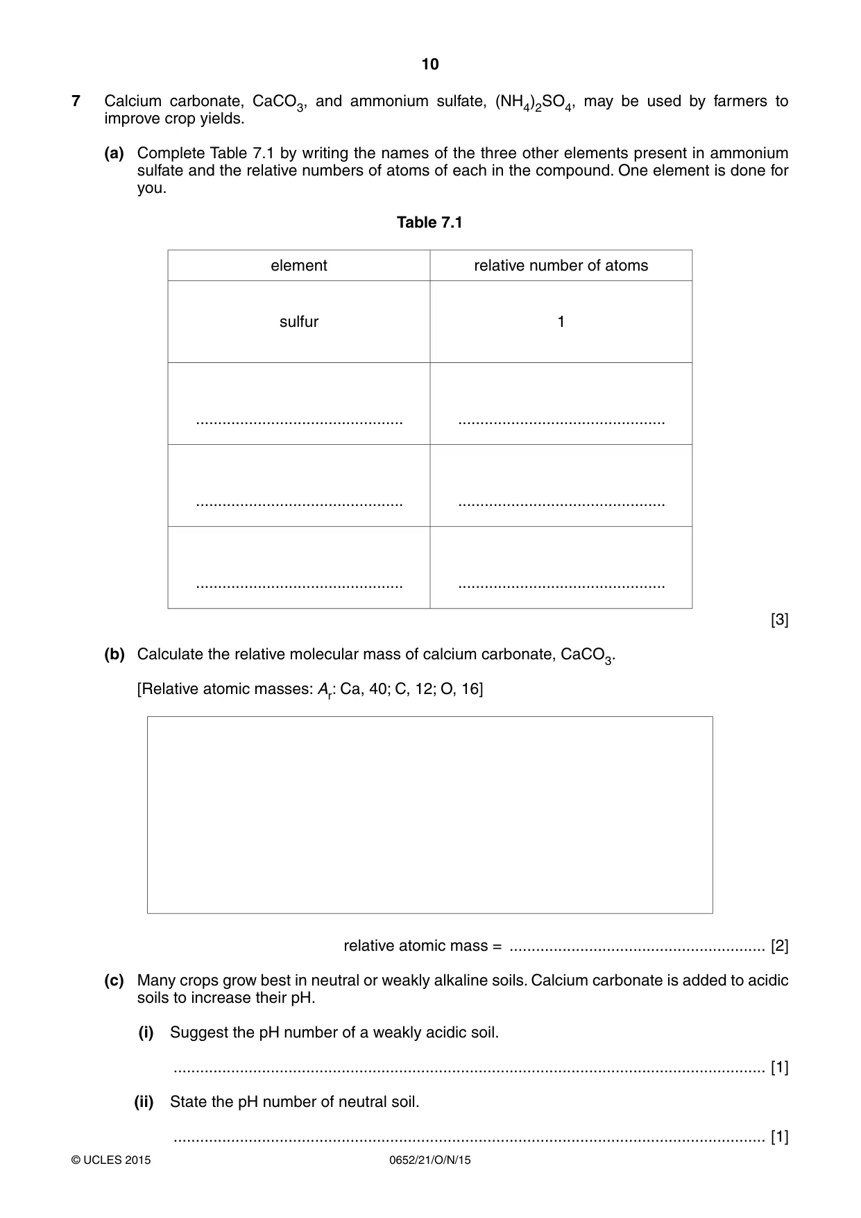 Cambridge IGCSE Physical Science 0652 2015 Oct/Nov Paper 2 · Variant 1 question paper, page 10 of 20