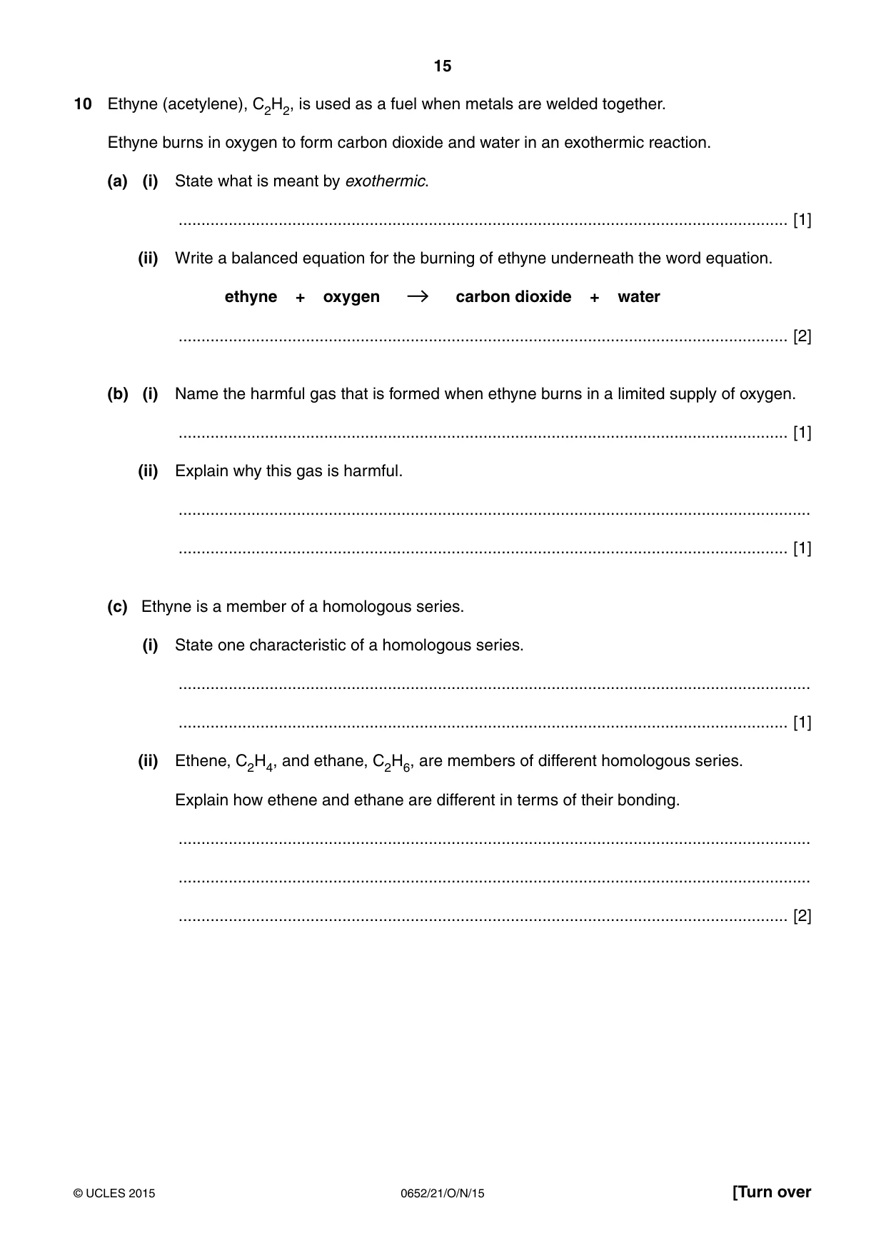 Cambridge IGCSE Physical Science 0652 2015 Oct/Nov Paper 2 · Variant 1 question paper, page 15 of 20