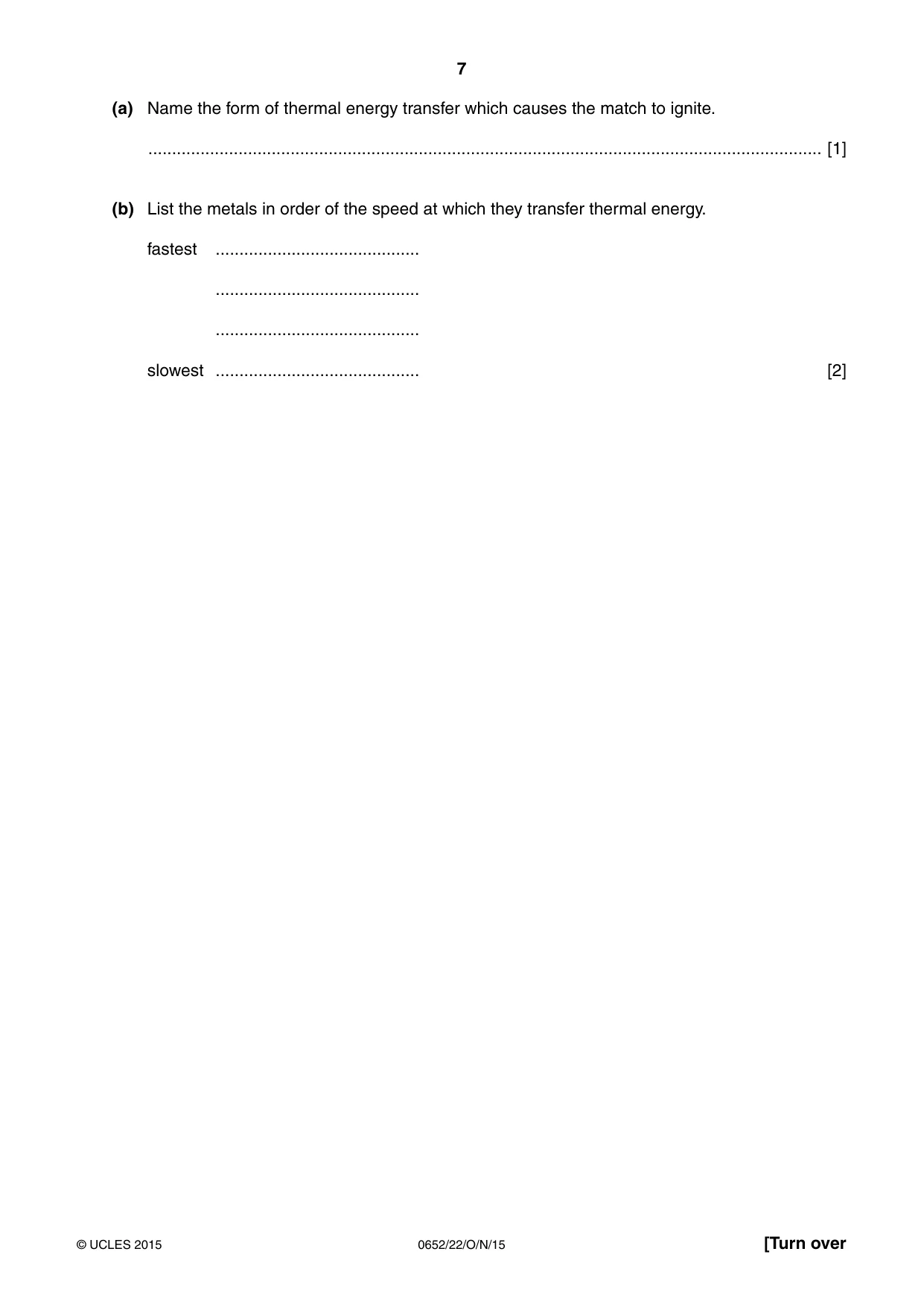 Cambridge IGCSE Physical Science 0652 2015 Oct/Nov Paper 2 · Variant 2 question paper, page 7 of 20