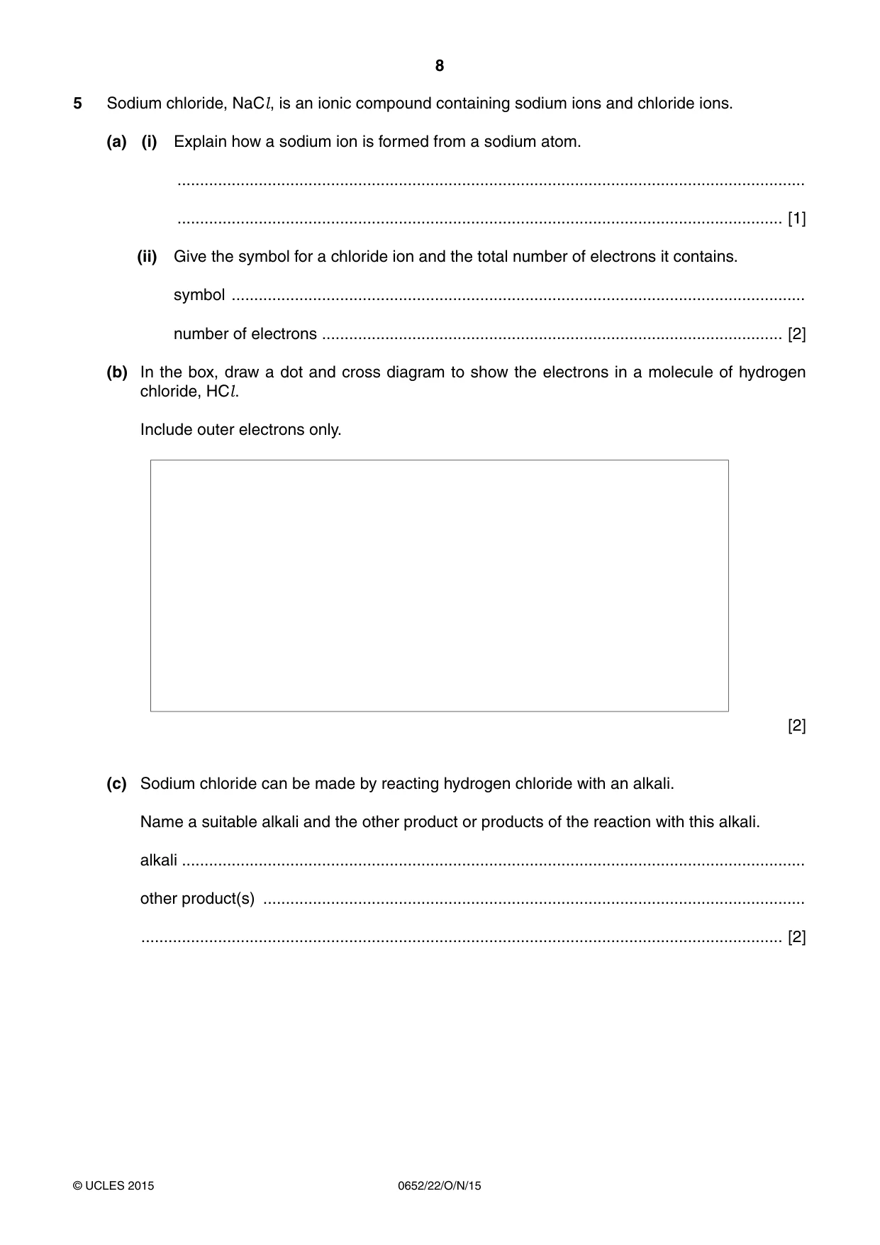 Cambridge IGCSE Physical Science 0652 2015 Oct/Nov Paper 2 · Variant 2 question paper, page 8 of 20