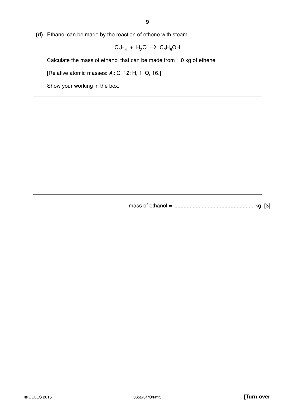 Cambridge IGCSE Physical Science 0652 2015 Oct/Nov Paper 3 · Variant 1 question paper, page 9 of 24