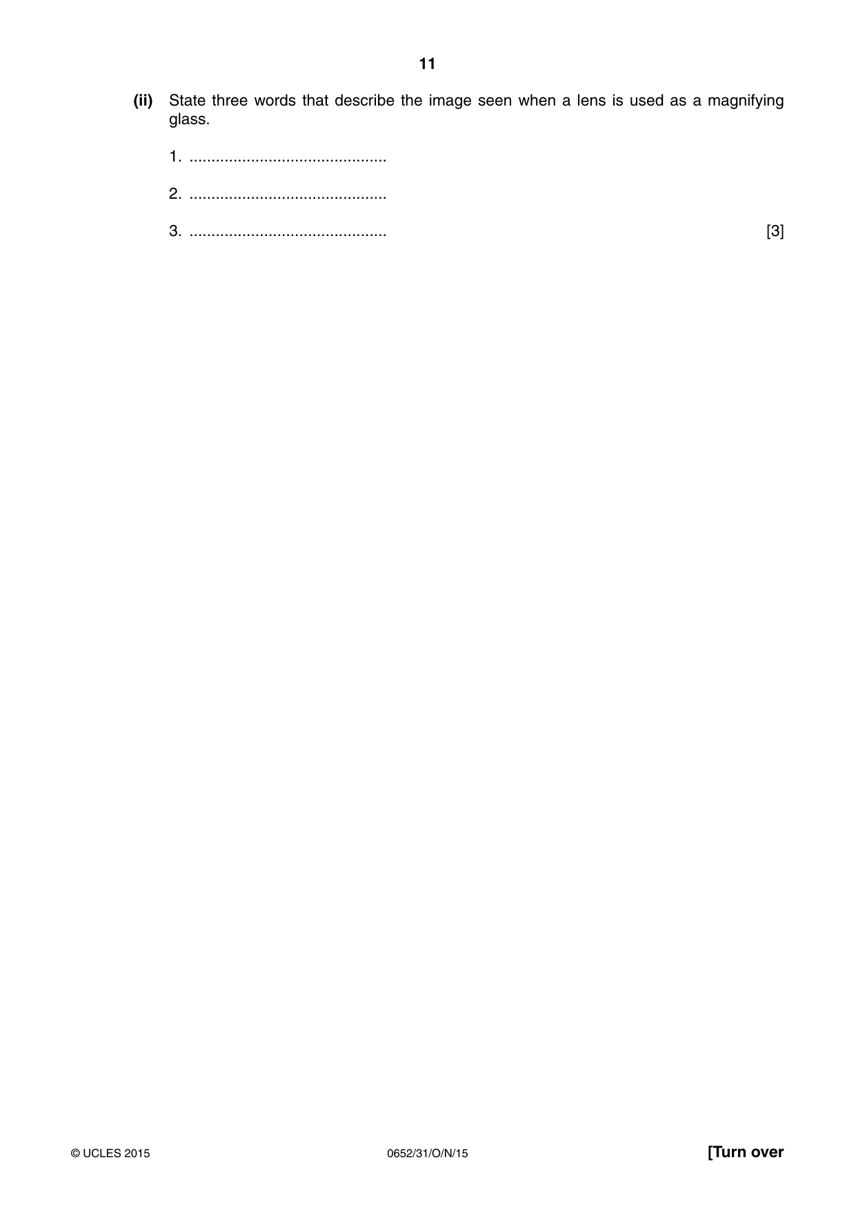 Cambridge IGCSE Physical Science 0652 2015 Oct/Nov Paper 3 · Variant 1 question paper, page 11 of 24