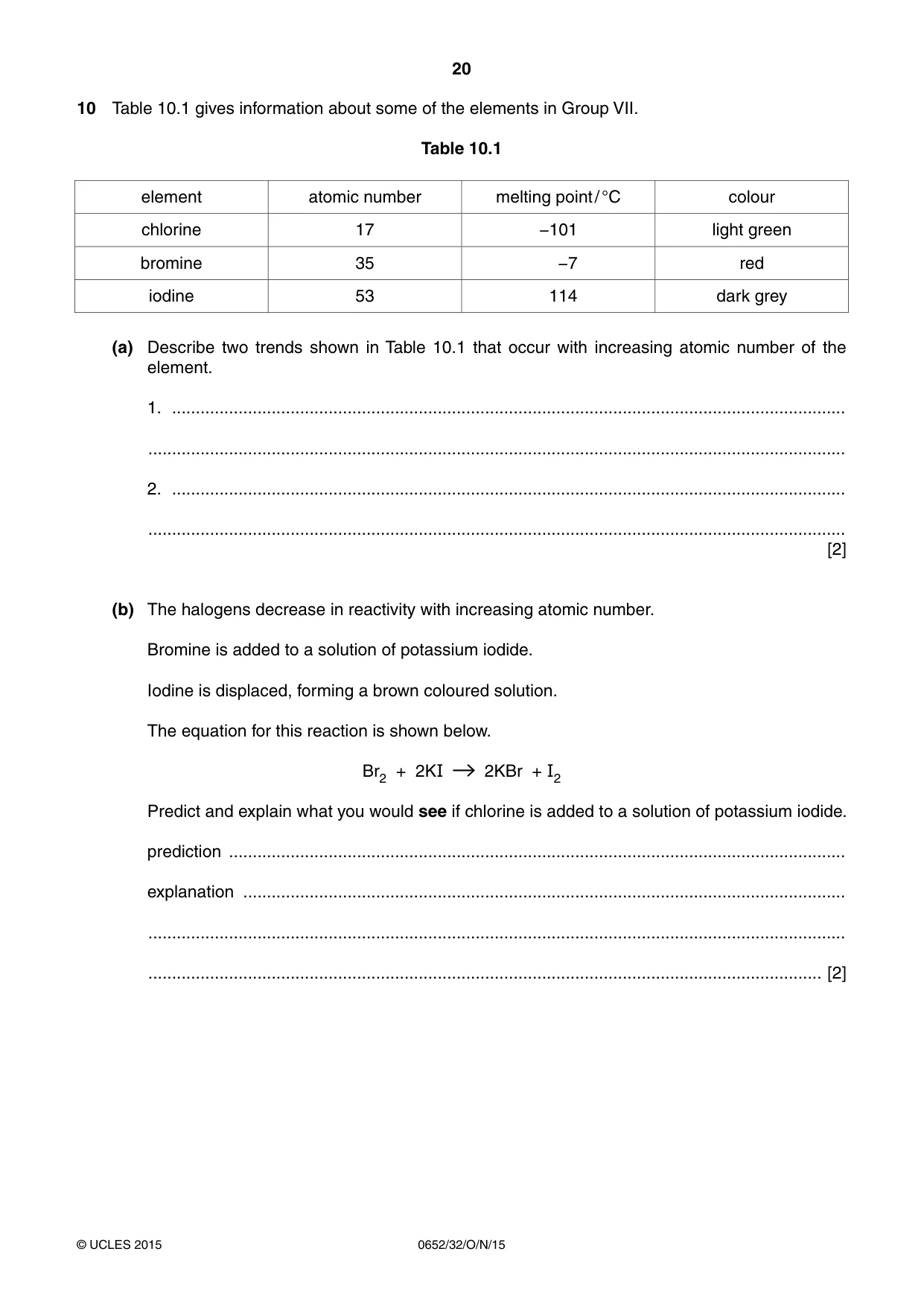 Cambridge IGCSE Physical Science 0652 2015 Oct/Nov Paper 3 · Variant 2 question paper, page 20 of 24
