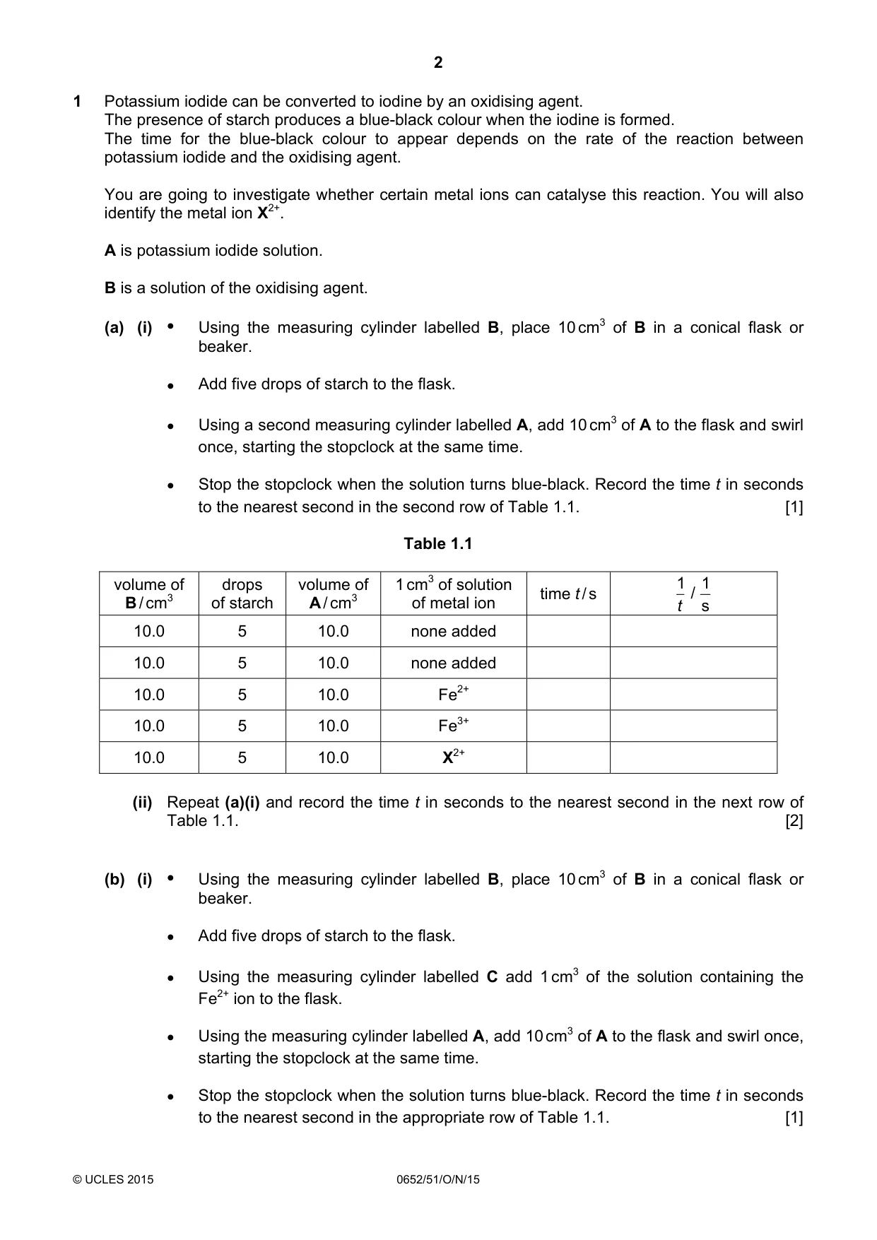 Cambridge IGCSE Physical Science 0652 2015 Oct/Nov Paper 5 · Variant 1 question paper, page 2 of 8
