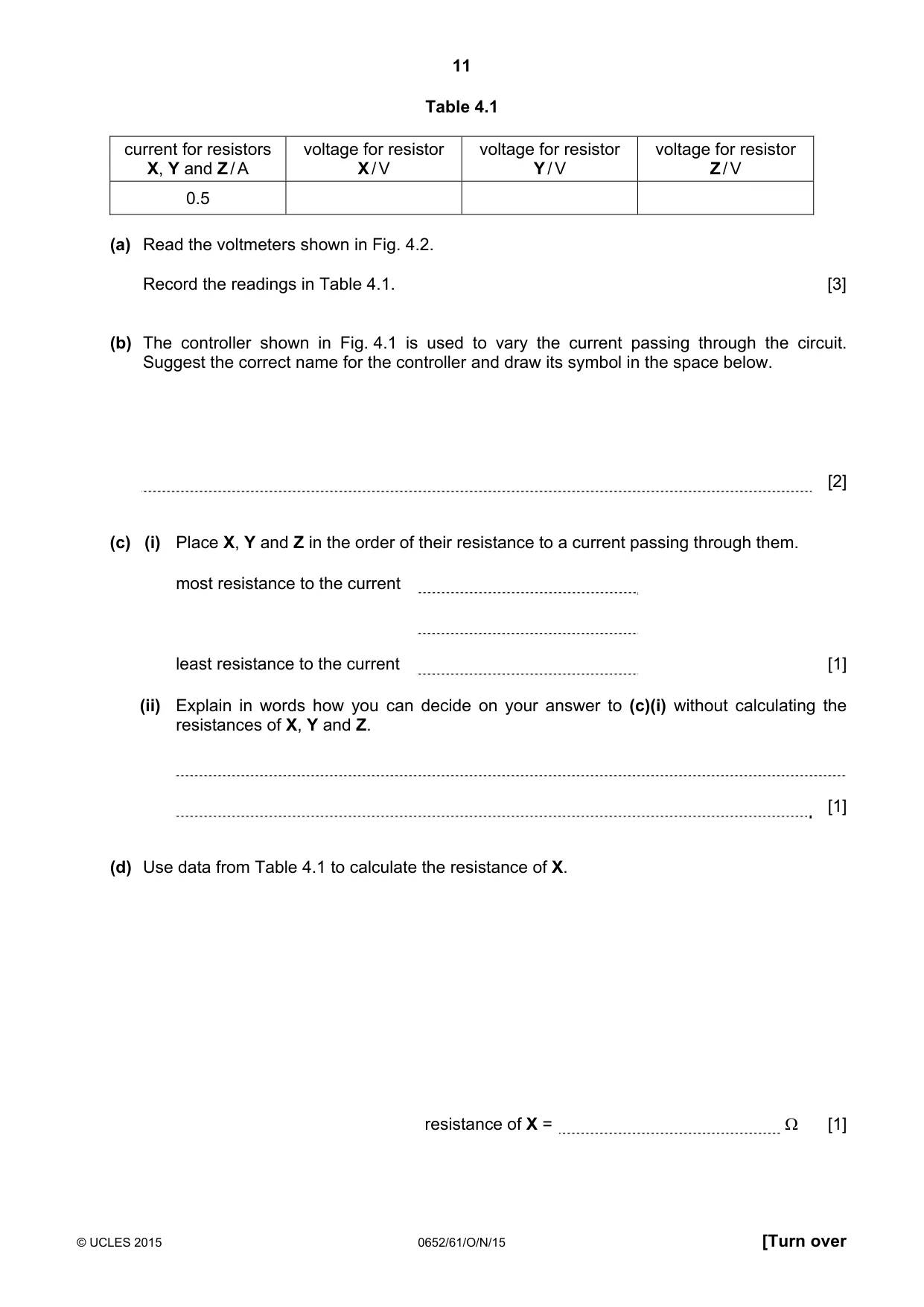Cambridge IGCSE Physical Science 0652 2015 Oct/Nov Paper 6 · Variant 1 question paper, page 11 of 20