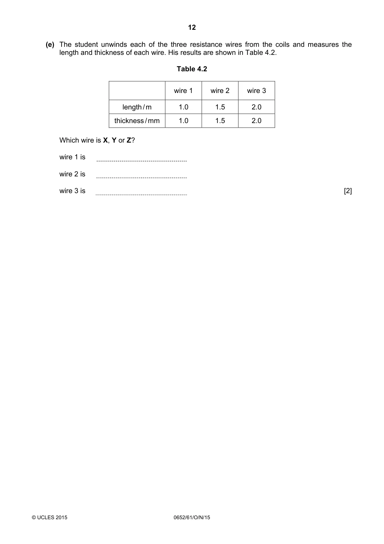 Cambridge IGCSE Physical Science 0652 2015 Oct/Nov Paper 6 · Variant 1 question paper, page 12 of 20
