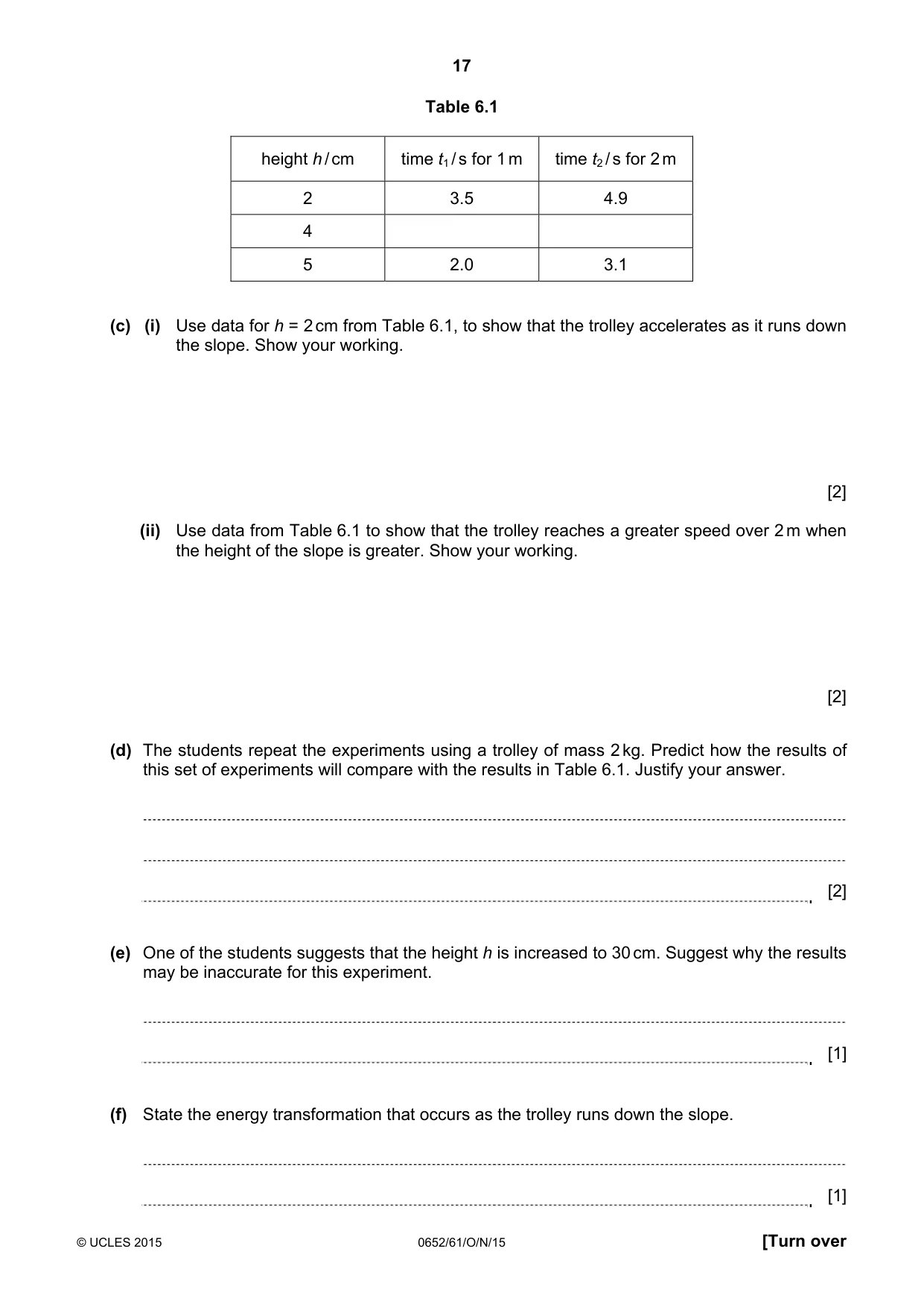 Cambridge IGCSE Physical Science 0652 2015 Oct/Nov Paper 6 · Variant 1 question paper, page 17 of 20