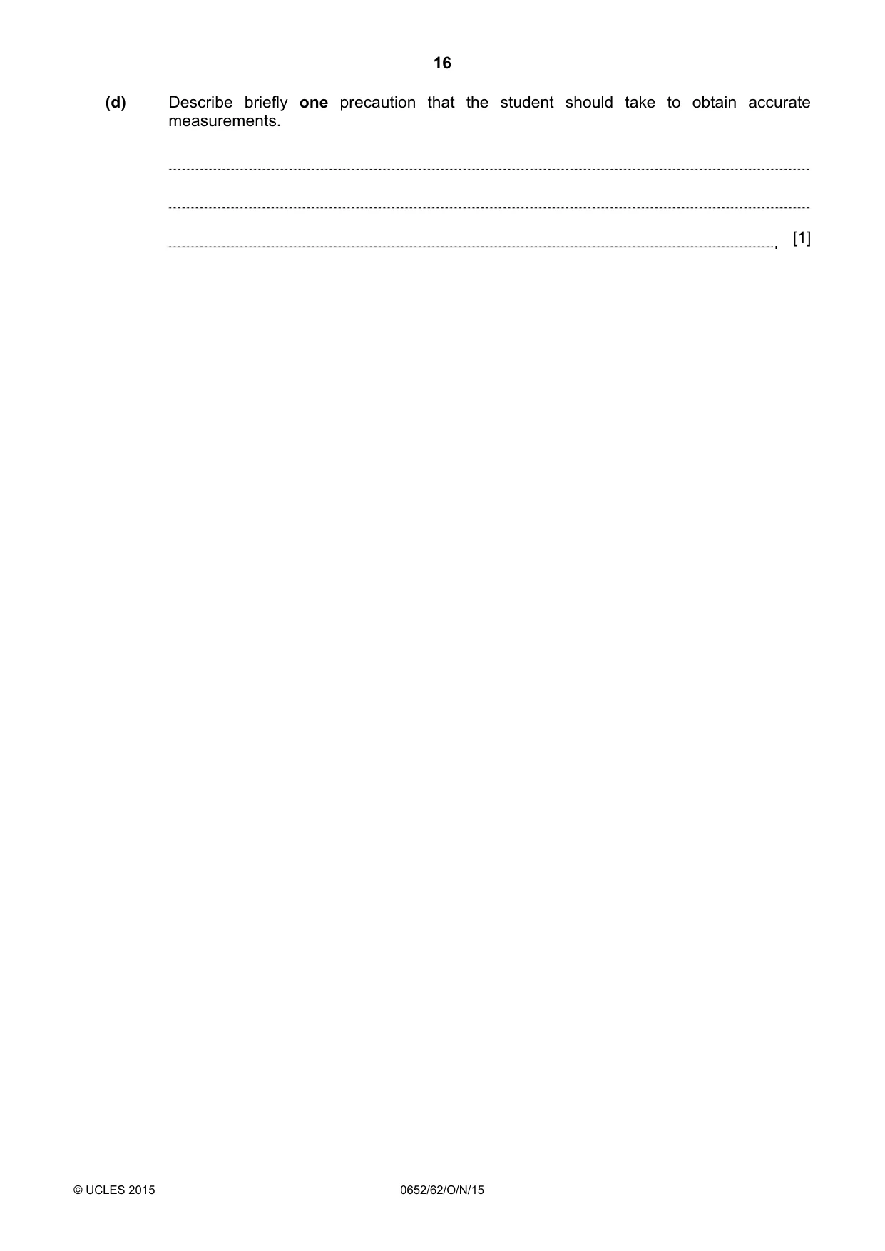 Cambridge IGCSE Physical Science 0652 2015 Oct/Nov Paper 6 · Variant 2 question paper, page 16 of 24