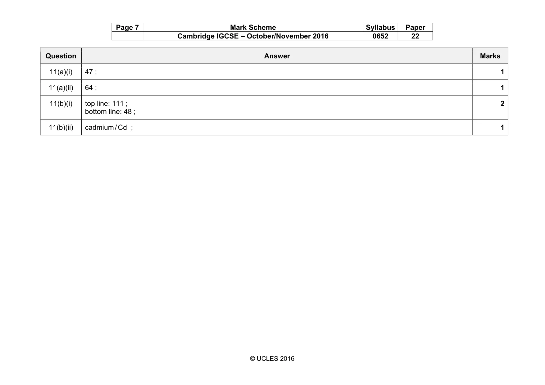 Mark scheme, page 7 of 7