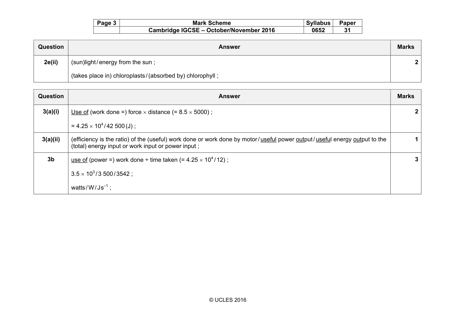 Mark scheme, page 3 of 9