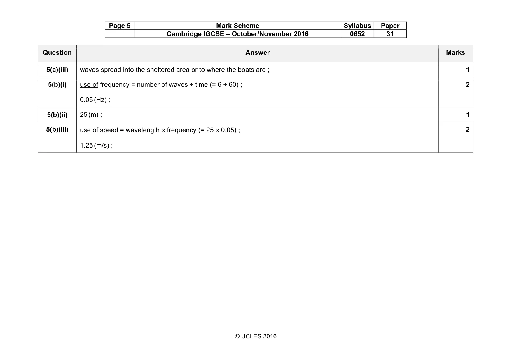 Mark scheme, page 5 of 9