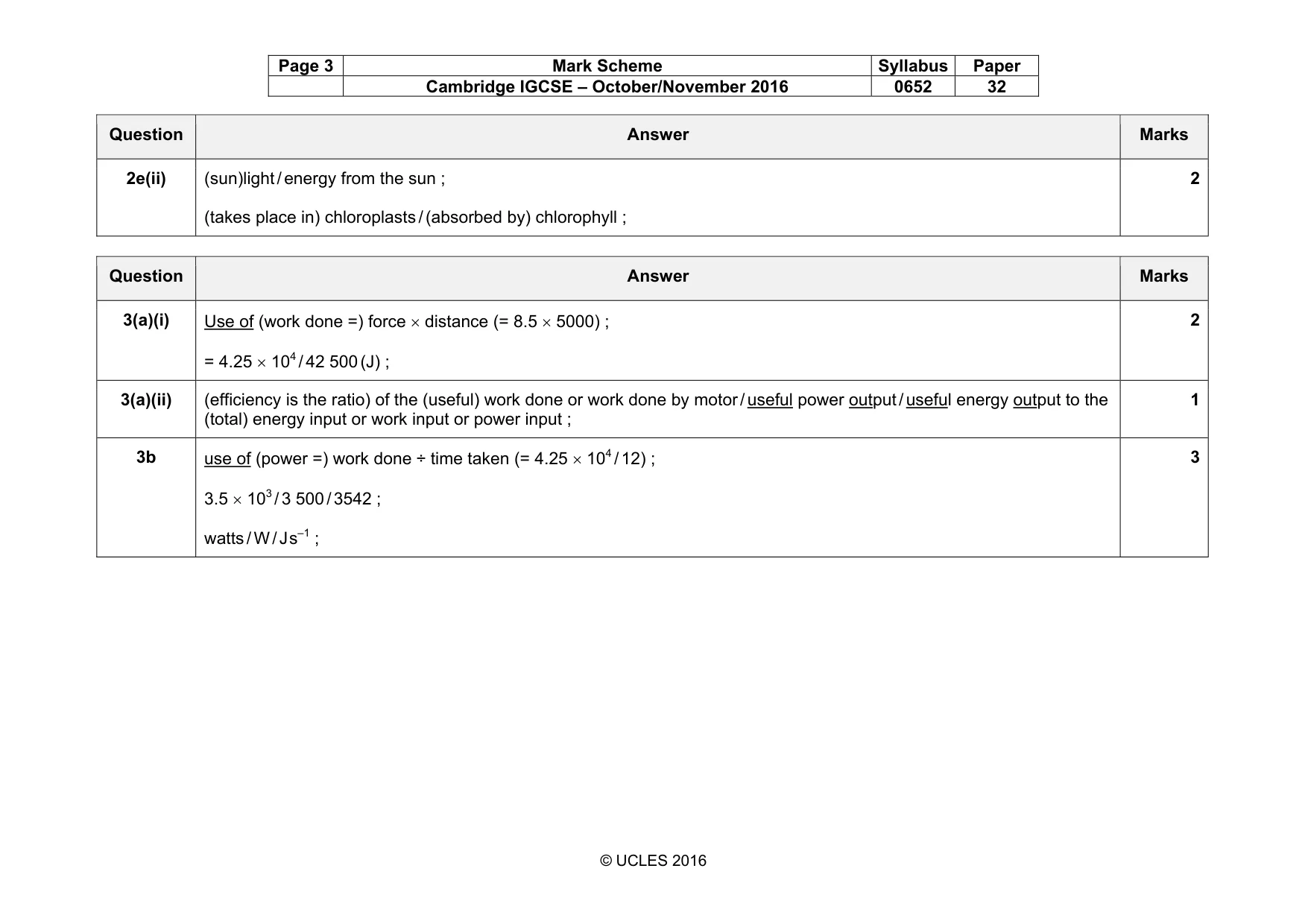 Mark scheme, page 3 of 9