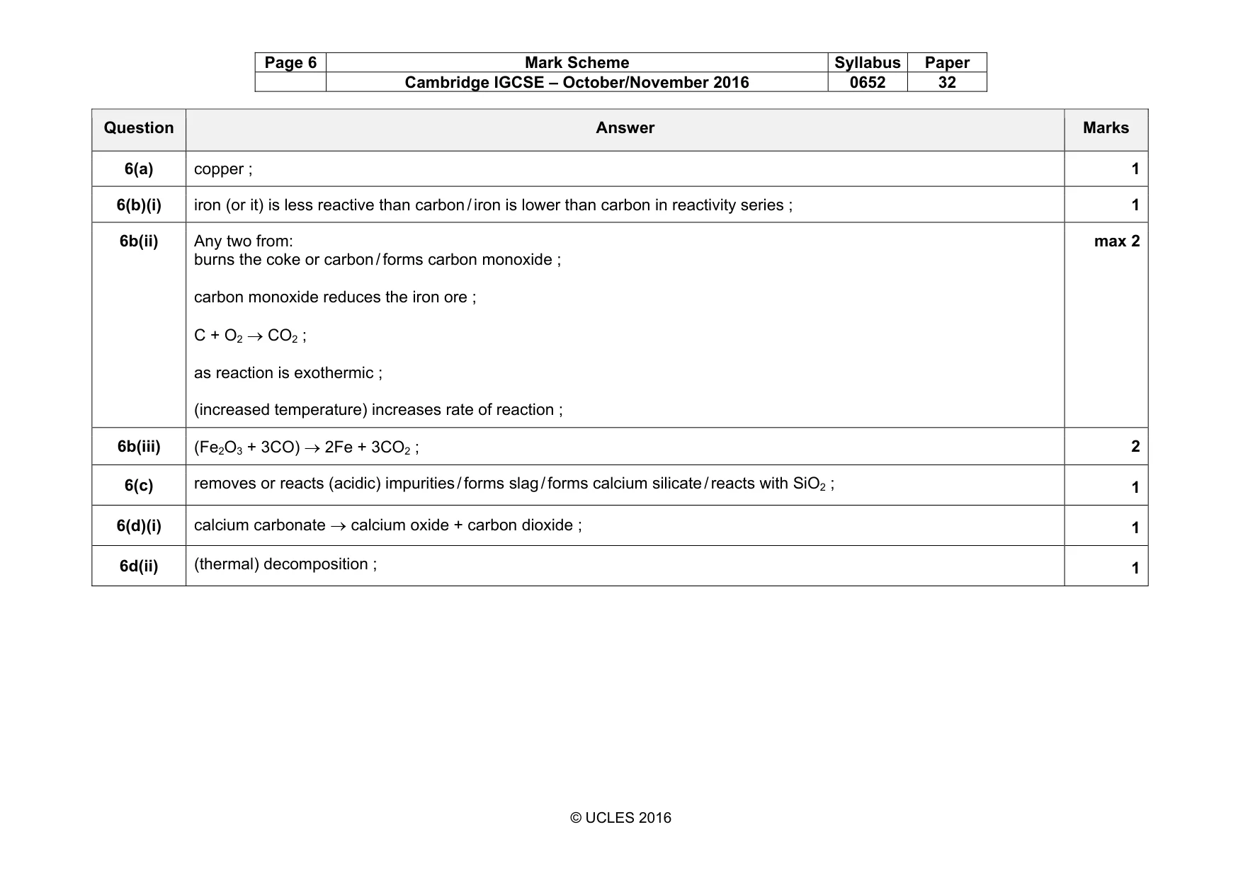 Mark scheme, page 6 of 9